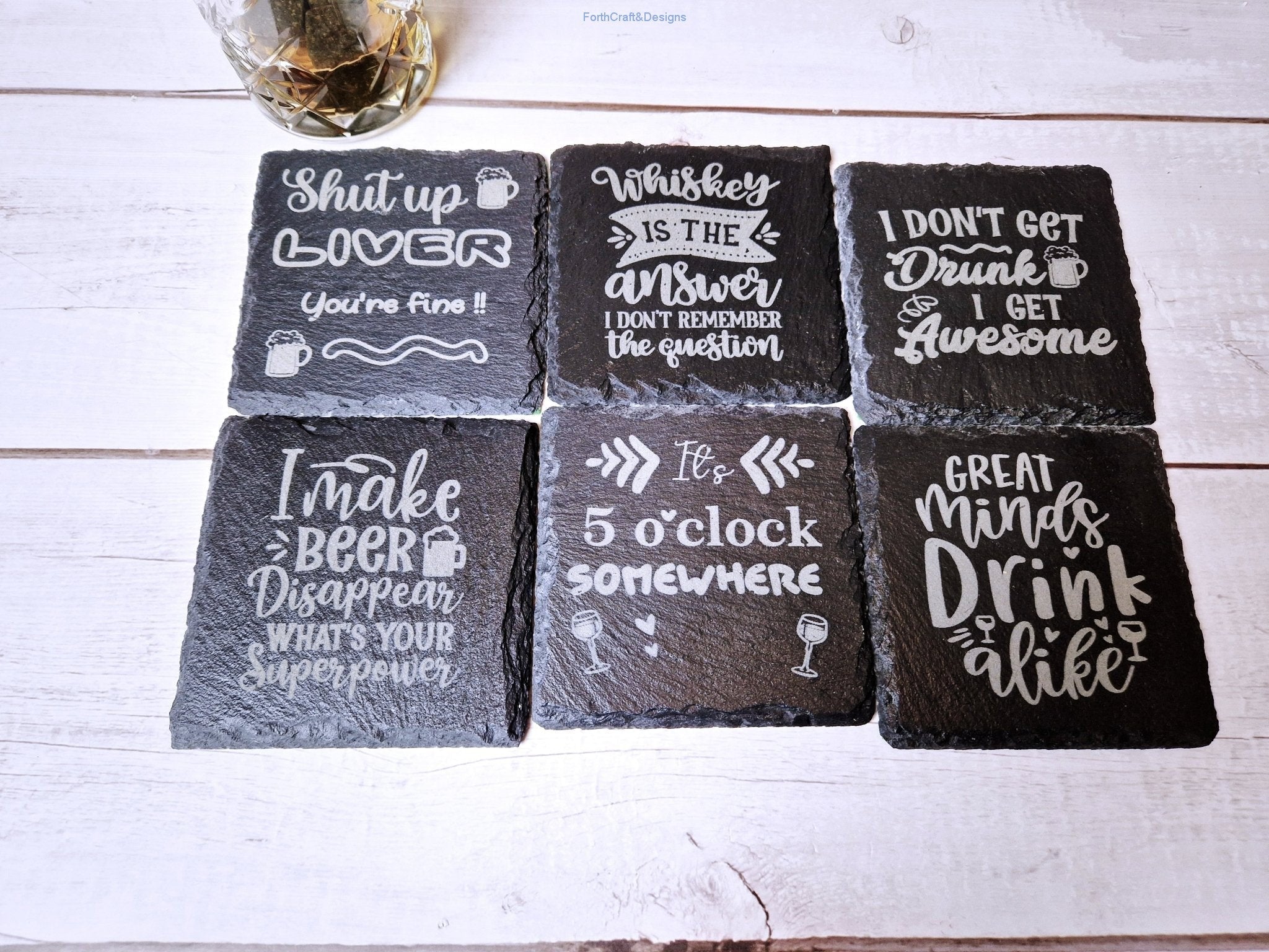 Slate Bar Coasters Funny Quotes