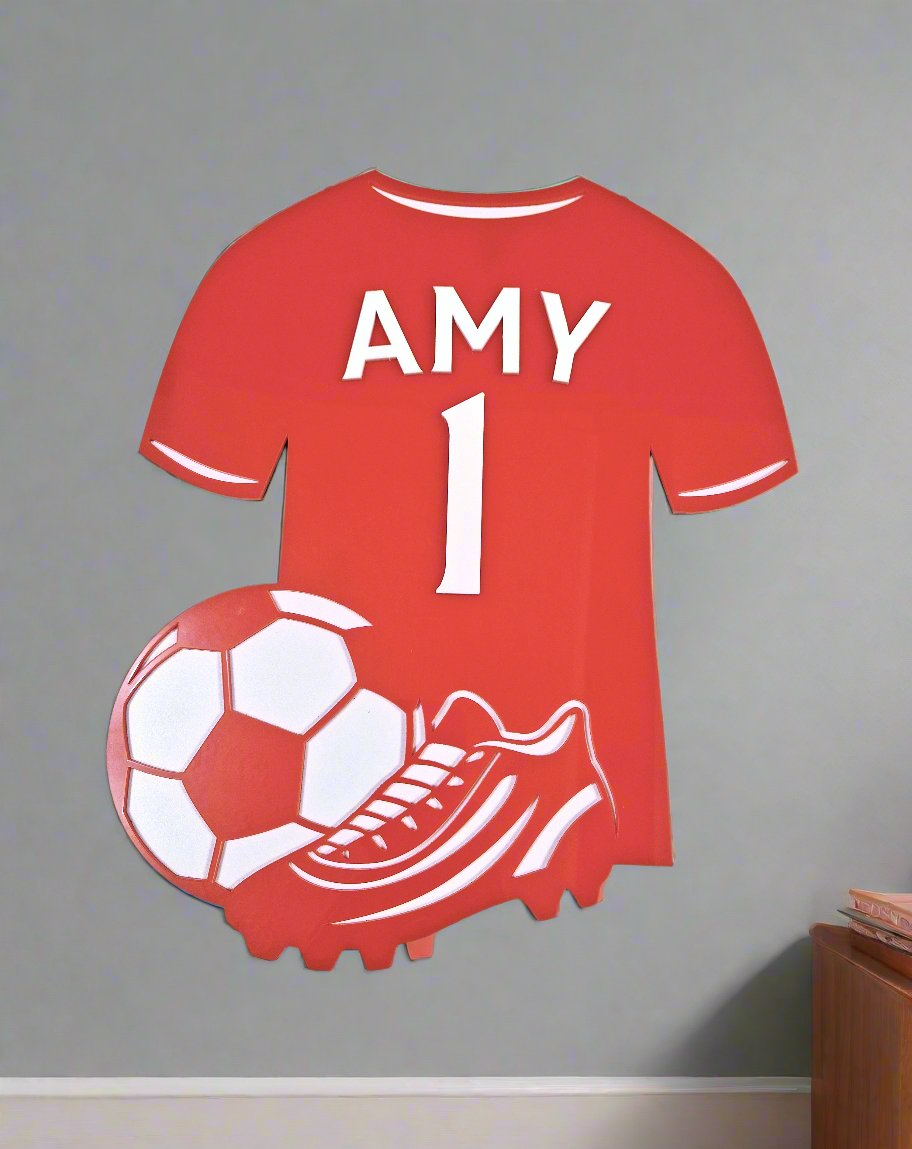 Kids personalised football shirt wall plaque