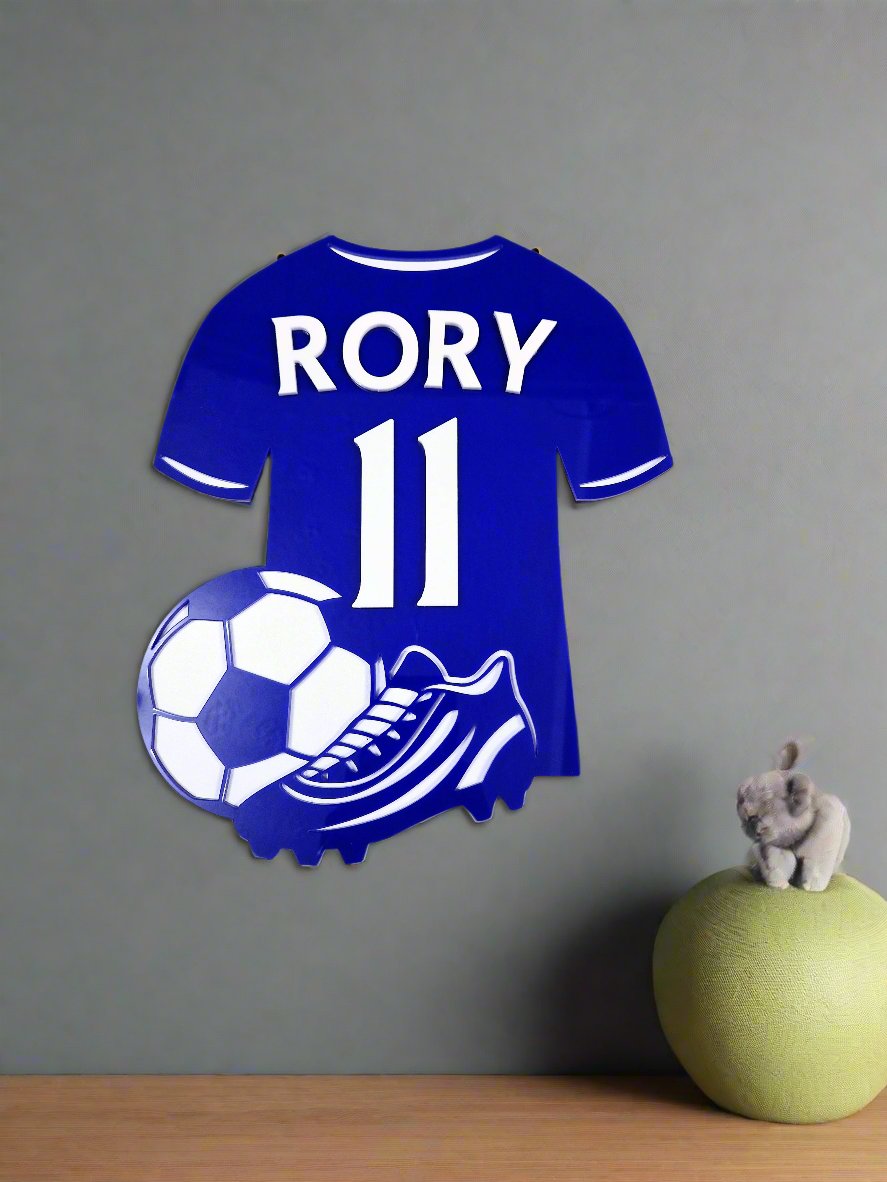 Kids personalised football shirt wall plaque