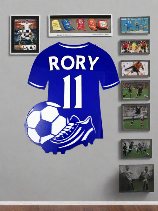 Kids personalised football shirt wall plaque