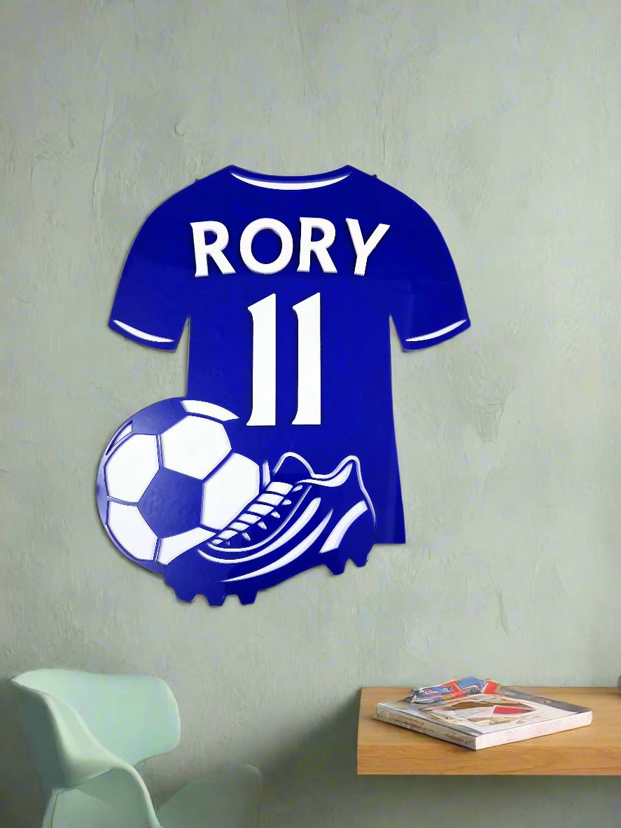 Kids personalised football shirt wall plaque