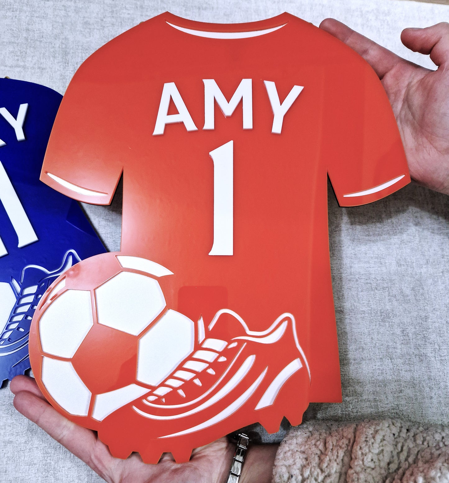 Kids personalised football shirt wall plaque