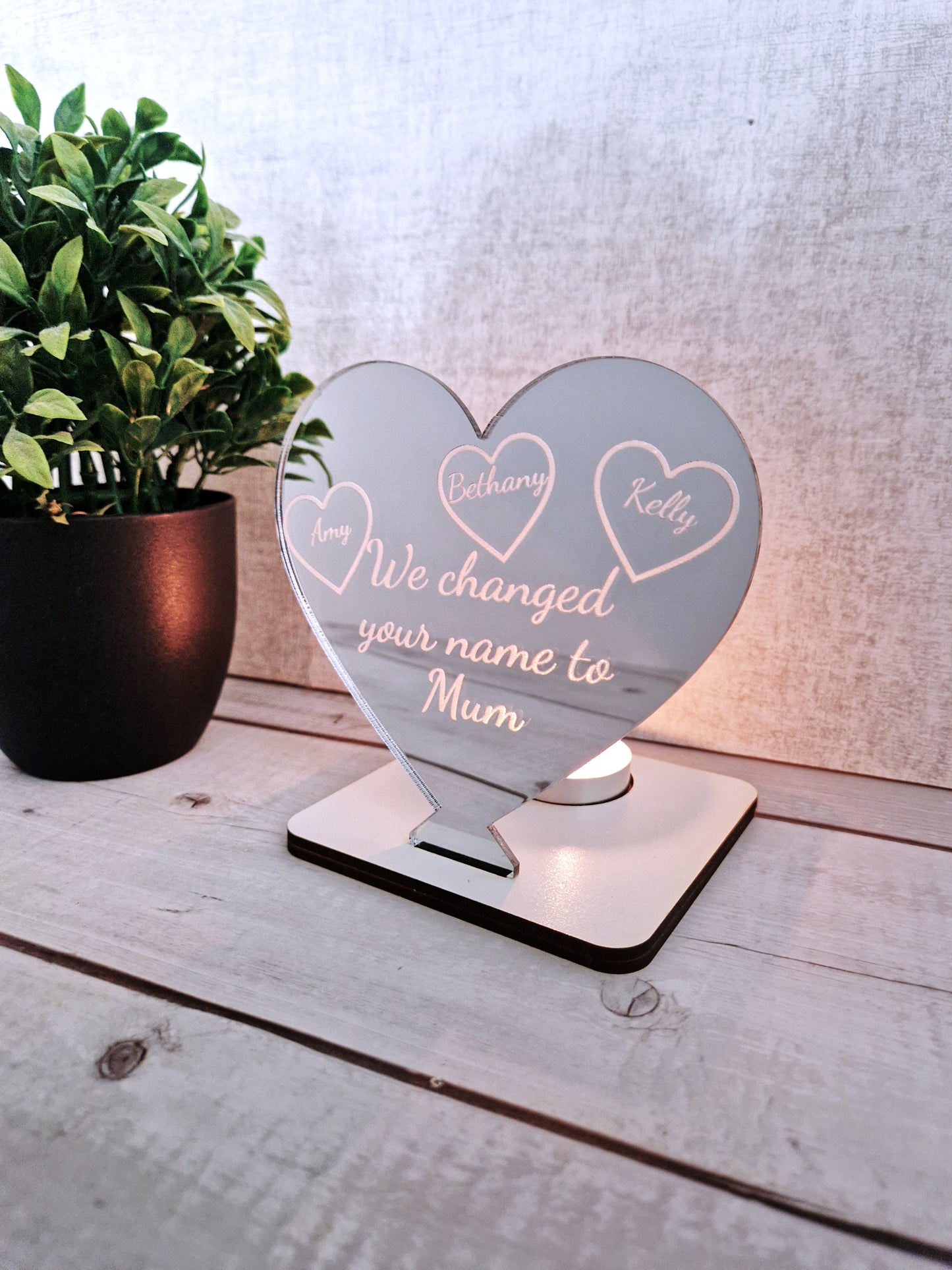 We changed your name Personalised Tea light holder