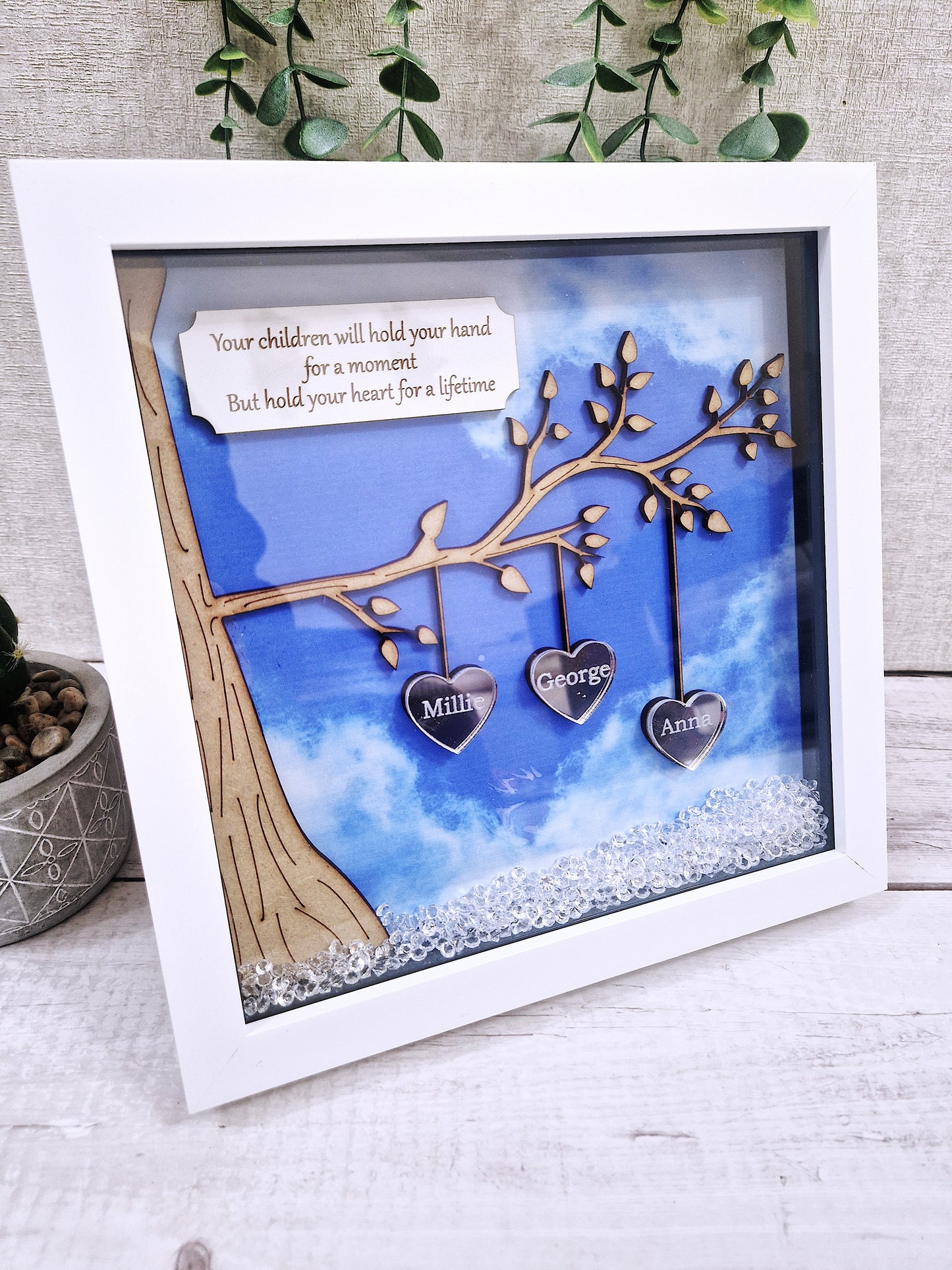 Framed mothers day family tree gift.