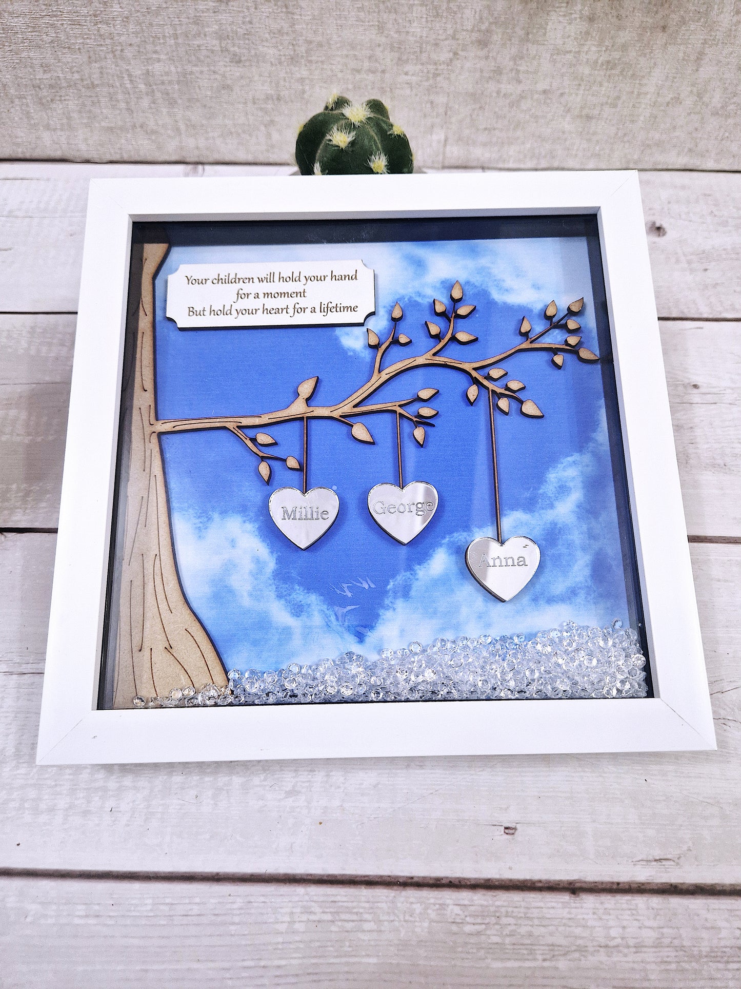 Framed mothers day family tree gift.