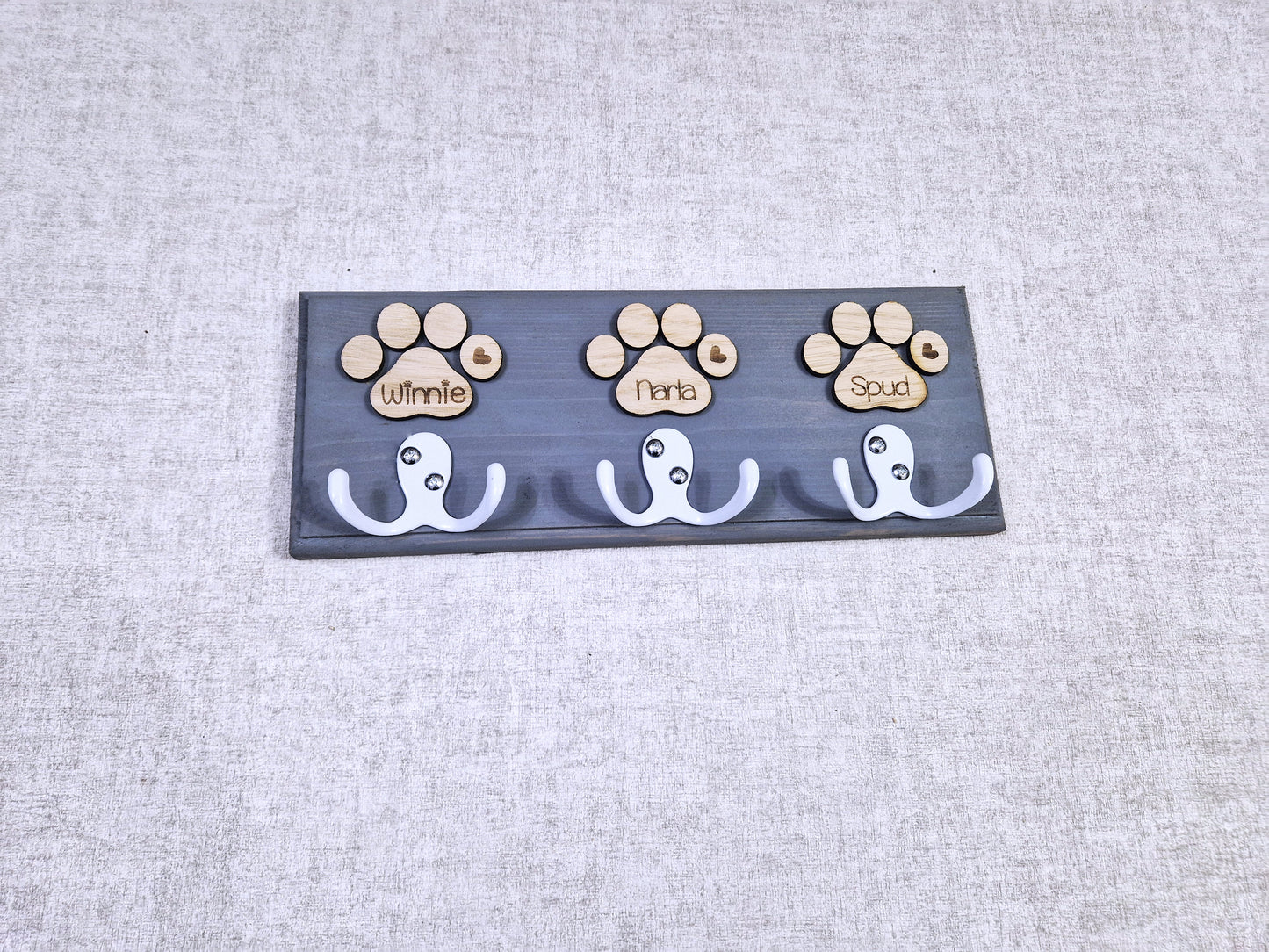 Personalised wooden dog leash hanger,.