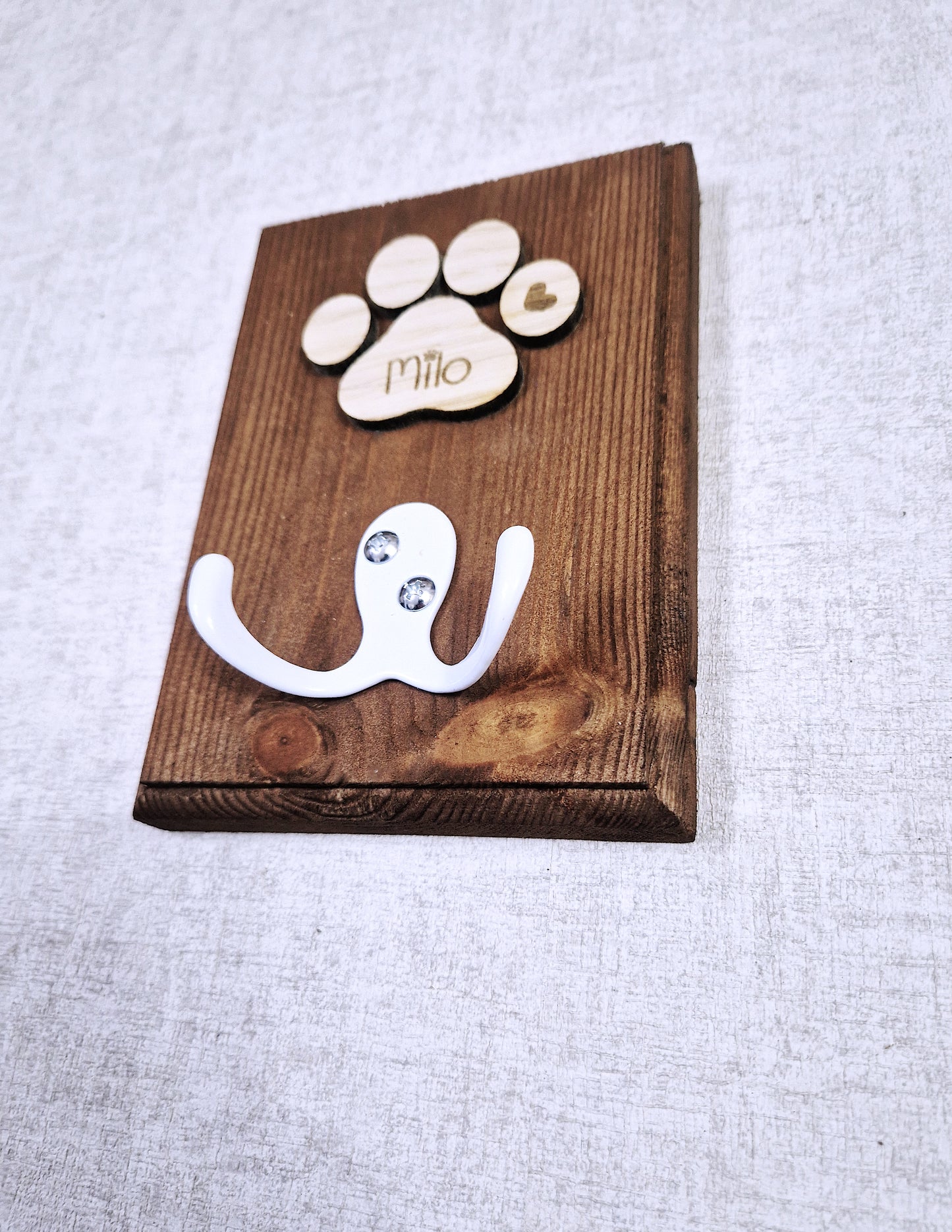 Personalised wooden dog leash hanger,.