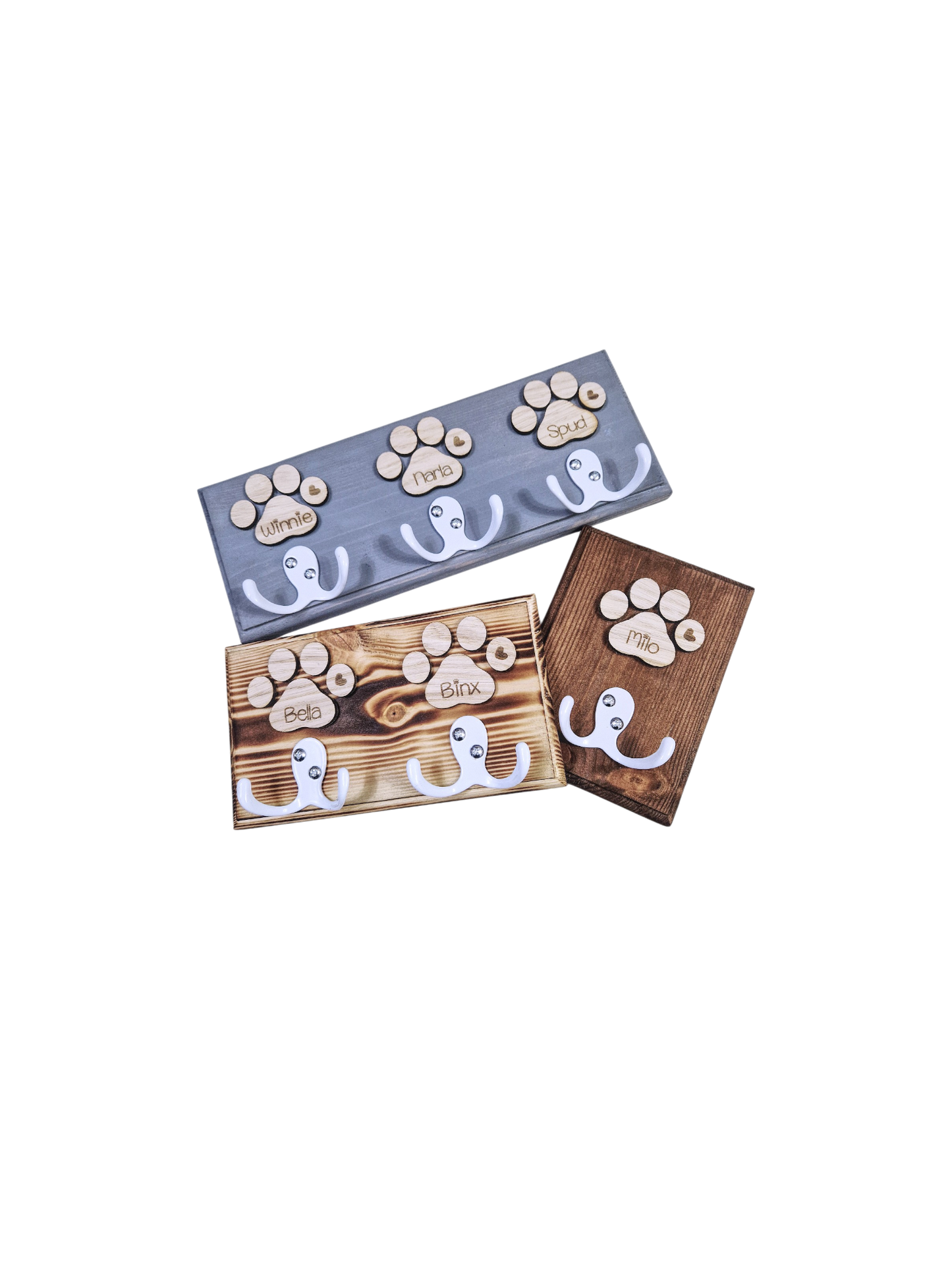 Personalised wooden dog leash hanger,.