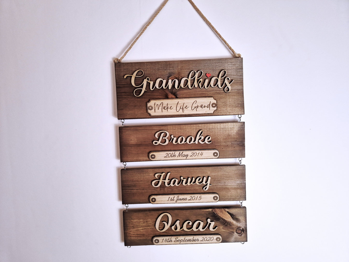 Grandchildren's solid wood birthday reminder