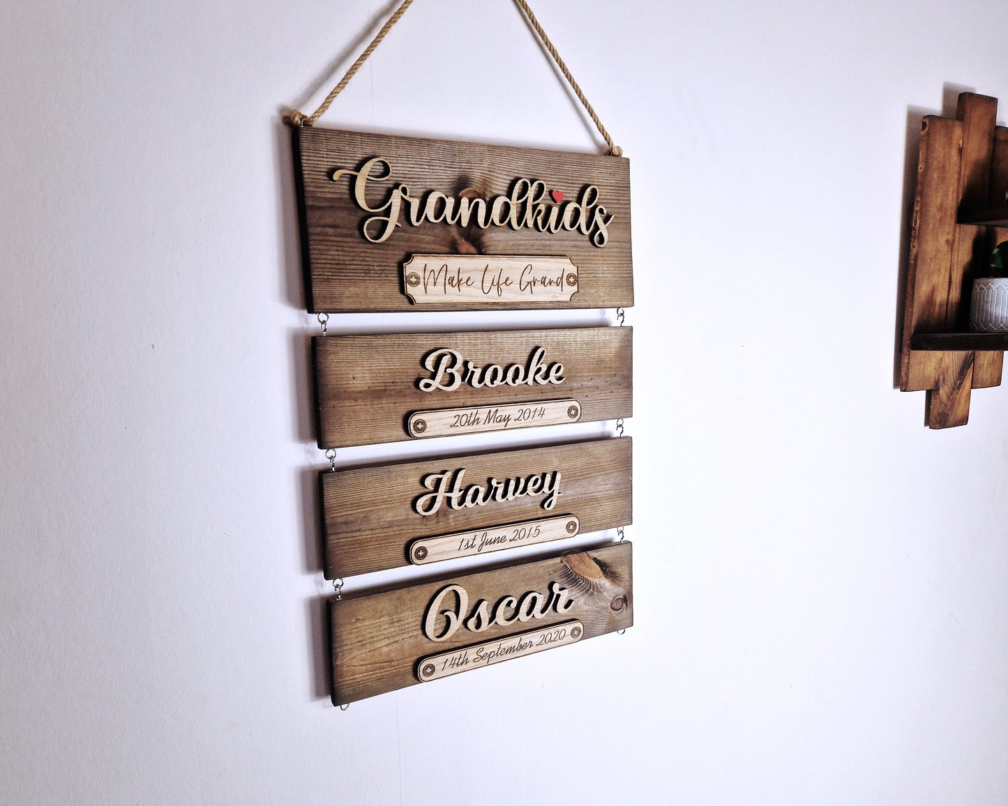 Grandchildren's solid wood birthday reminder