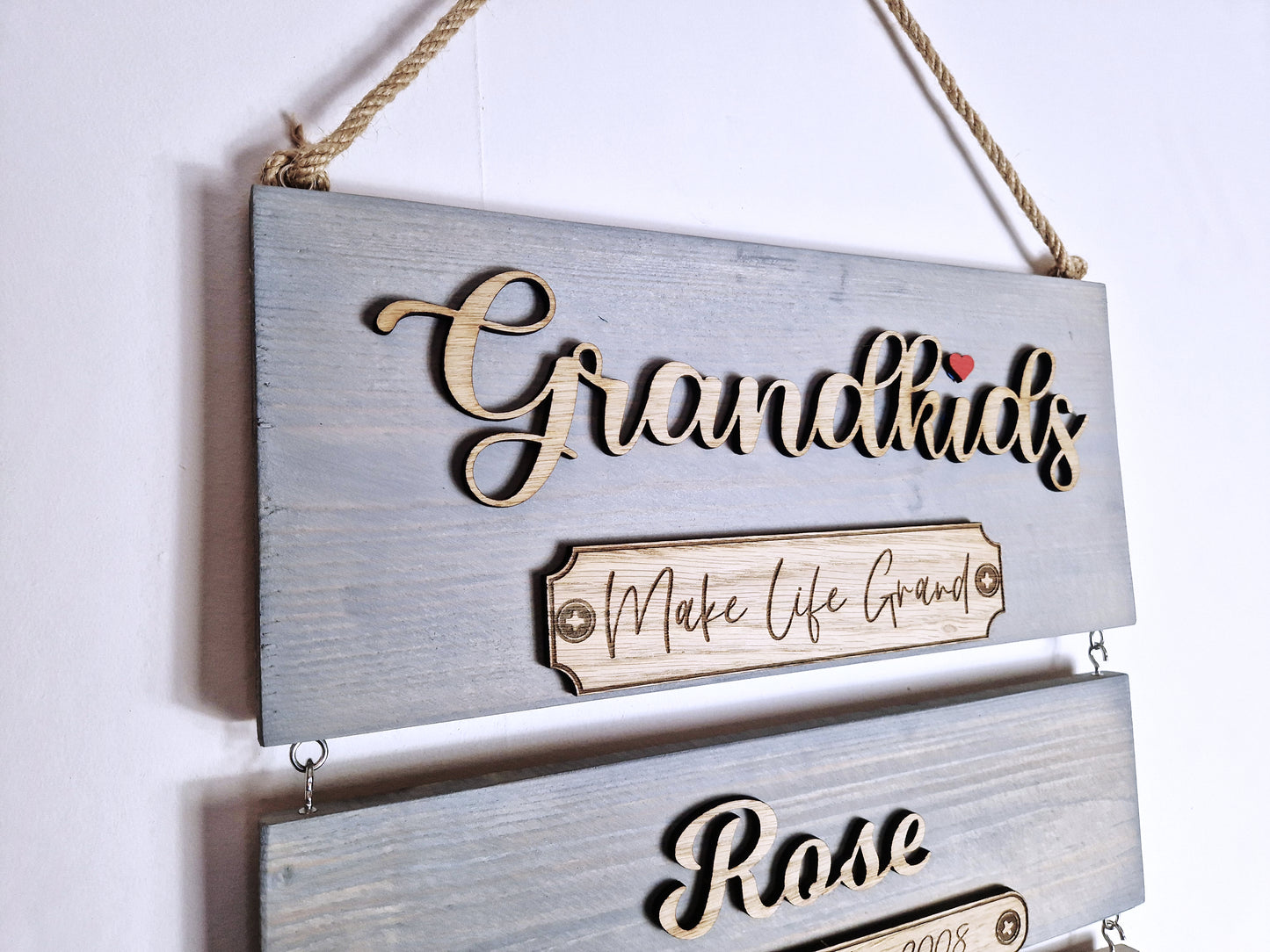 Grandchildren's solid wood birthday reminder