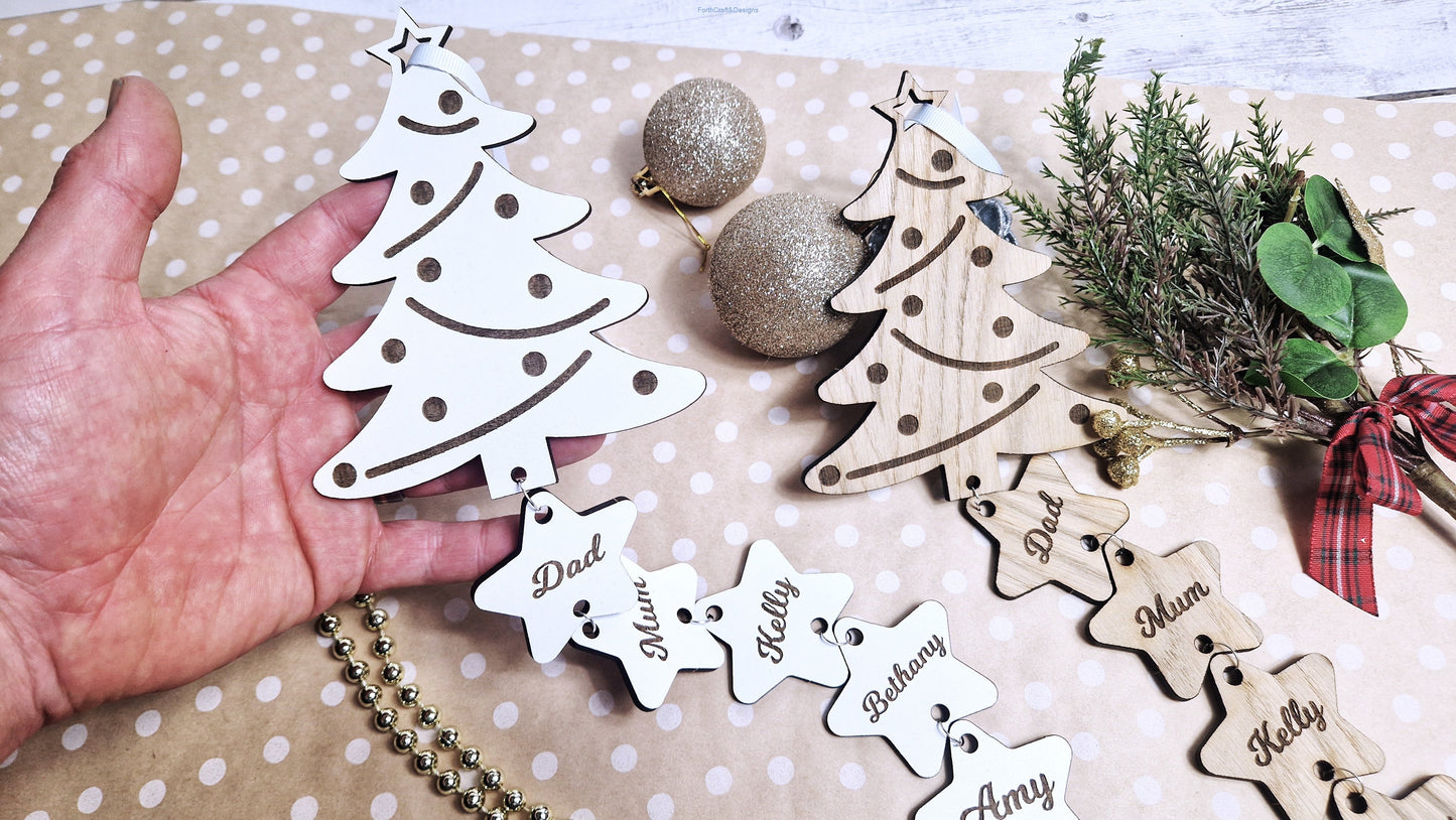 Personalised Christmas tree wall hanging.-Forth Craft and Designs