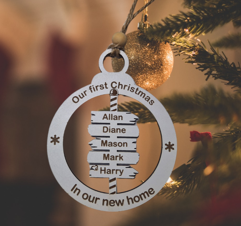 Personalised sign post style bauble