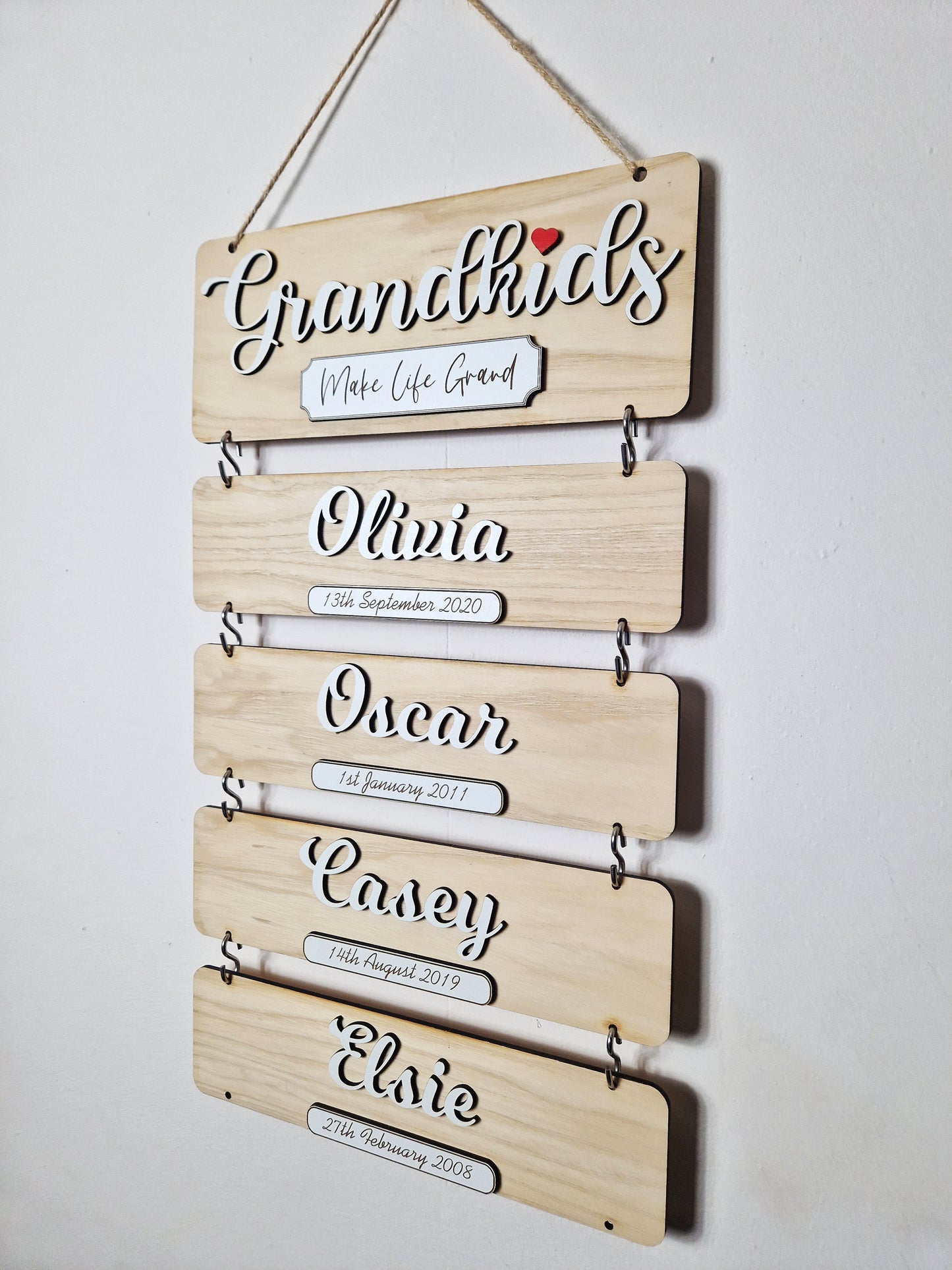 Grandchildren's wooden birthday reminder