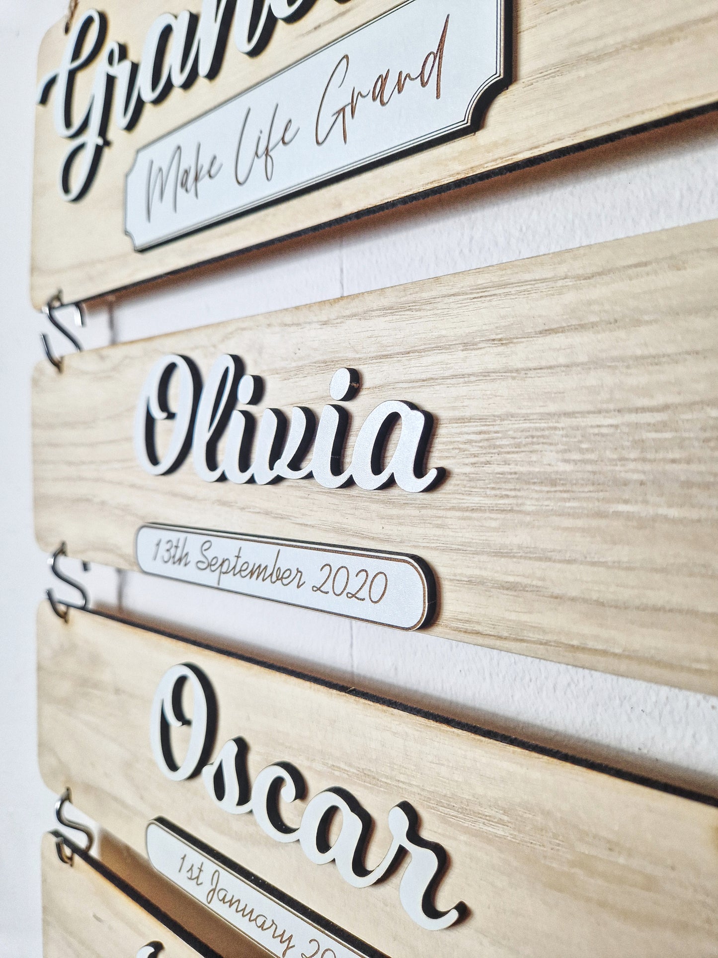 Grandchildren's wooden birthday reminder