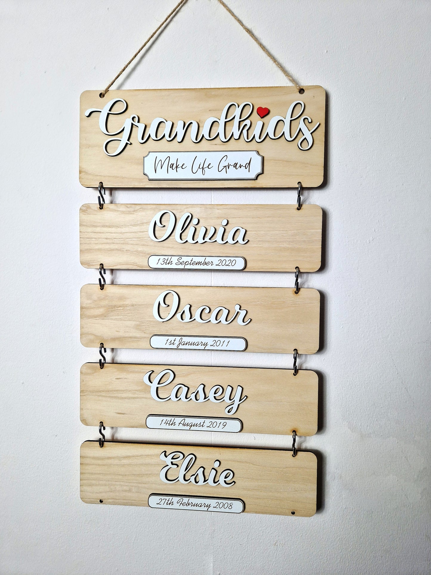 Grandchildren's wooden birthday reminder