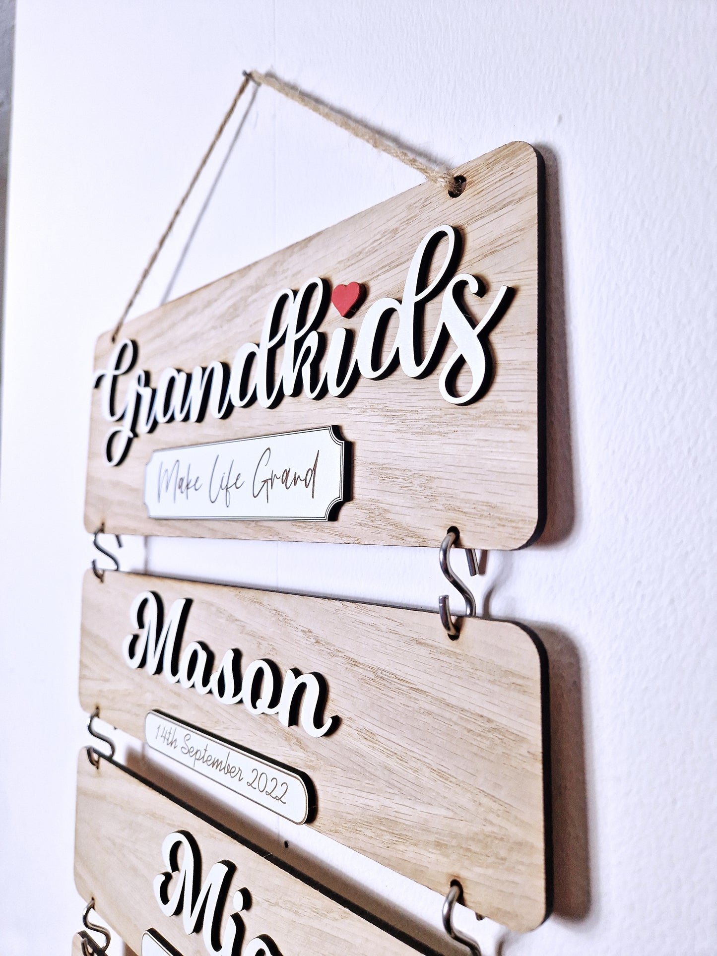 Grandchildren's wooden birthday reminder