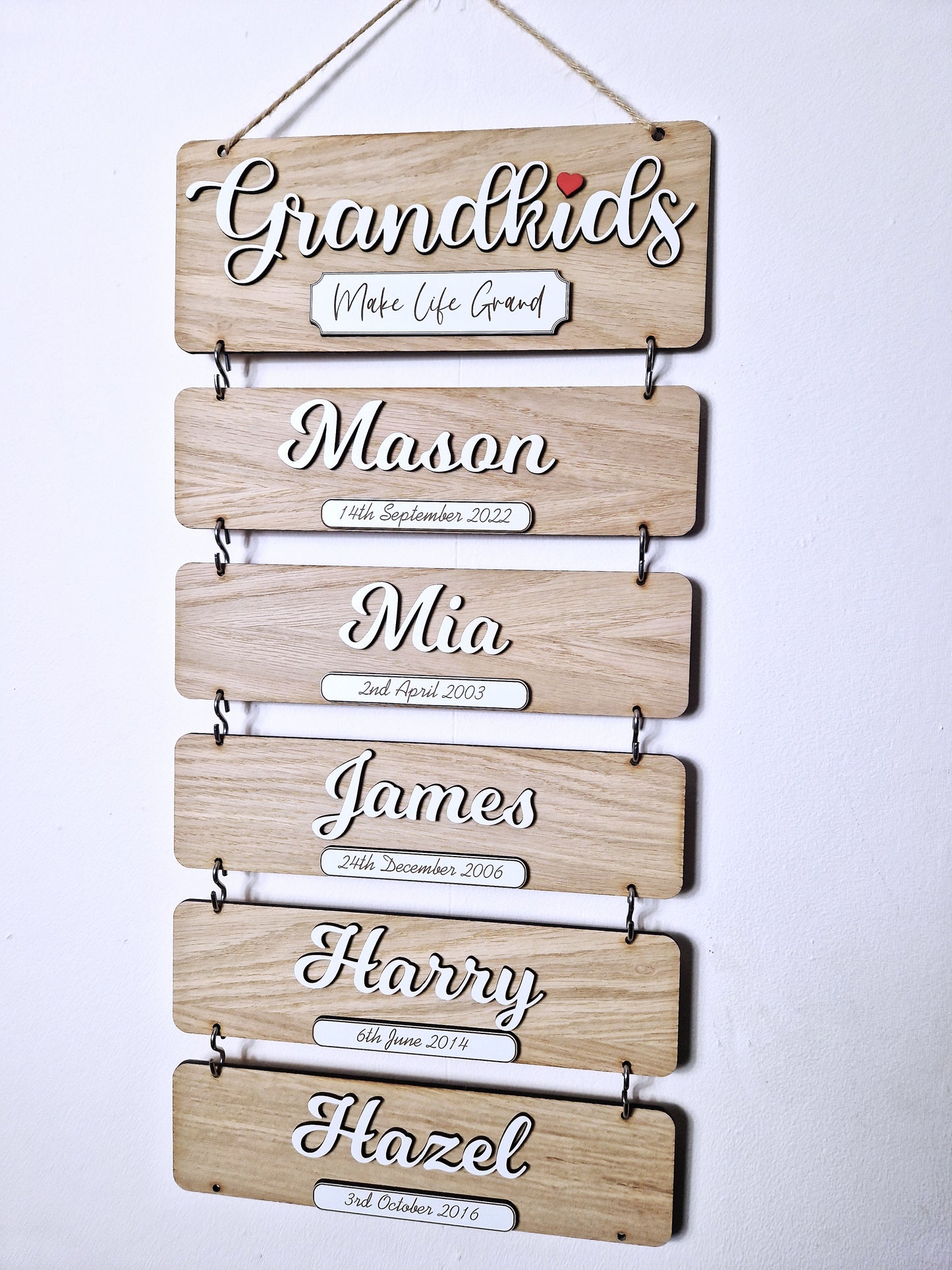 Grandchildren's wooden birthday reminder