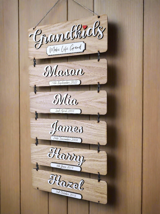 Grandchildren's wooden birthday reminder