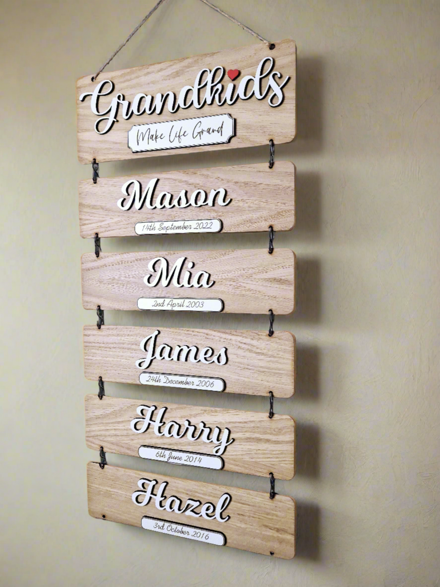 Grandchildren's wooden birthday reminder