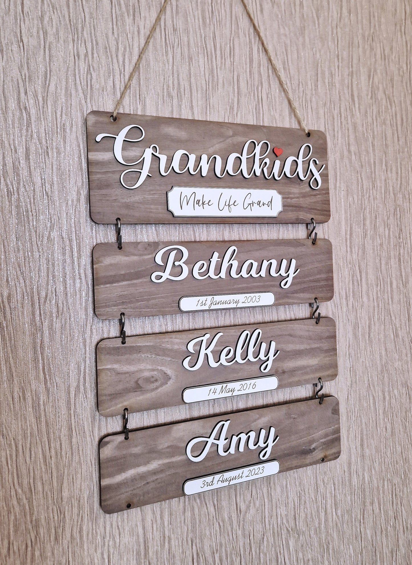 Grandchildren's wooden birthday reminder