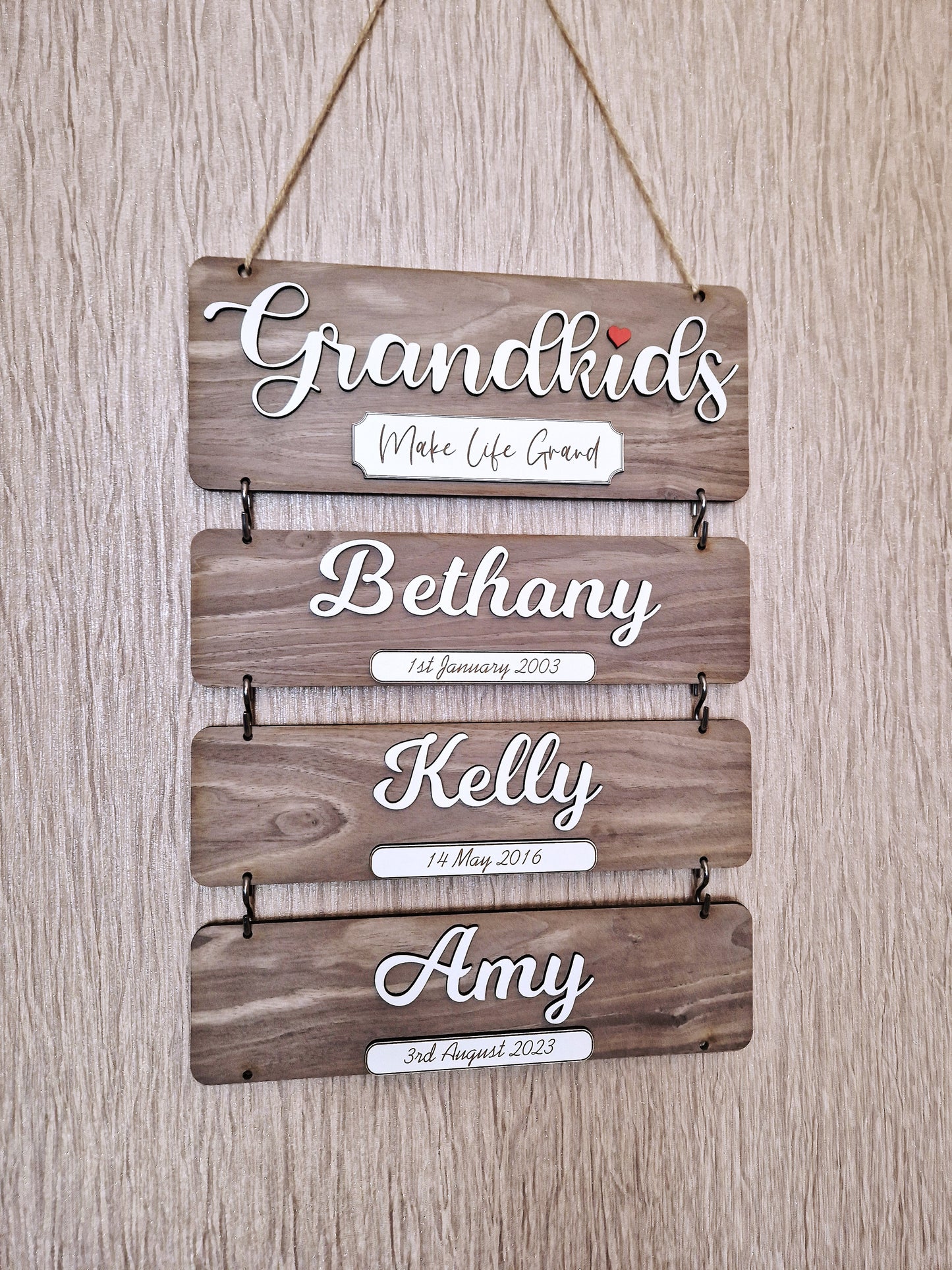 Grandchildren's wooden birthday reminder