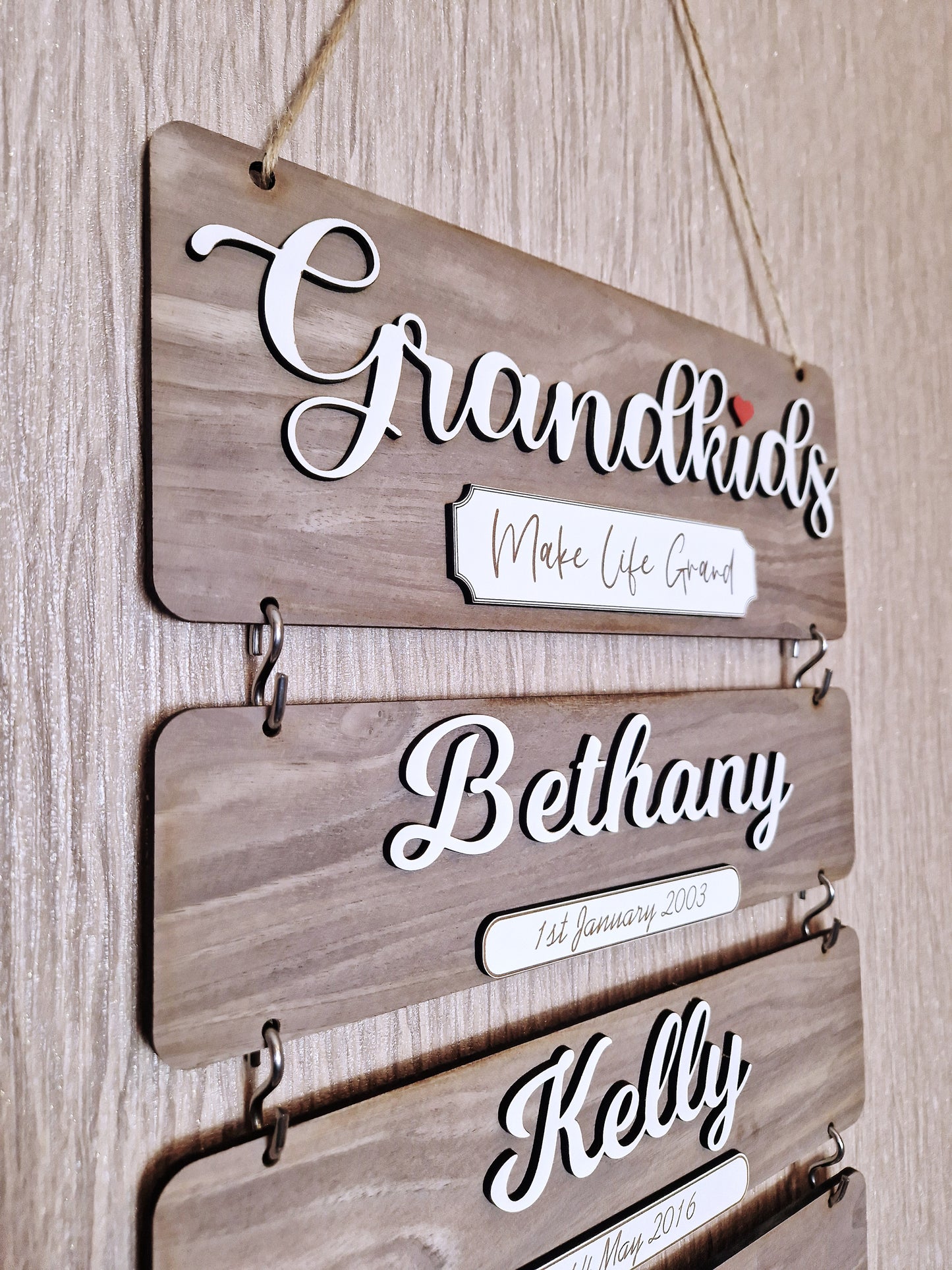 Grandchildren's wooden birthday reminder