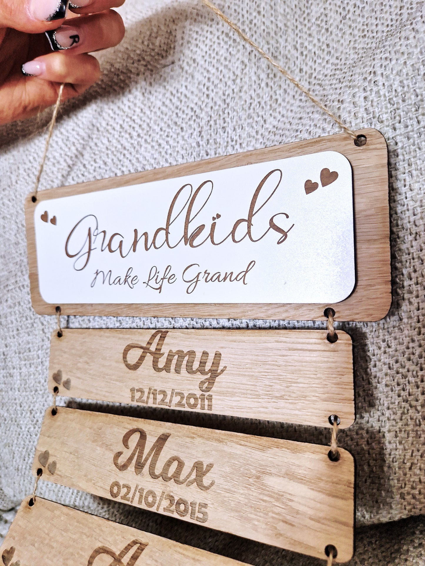 Grandchildren's wooden birthday reminder