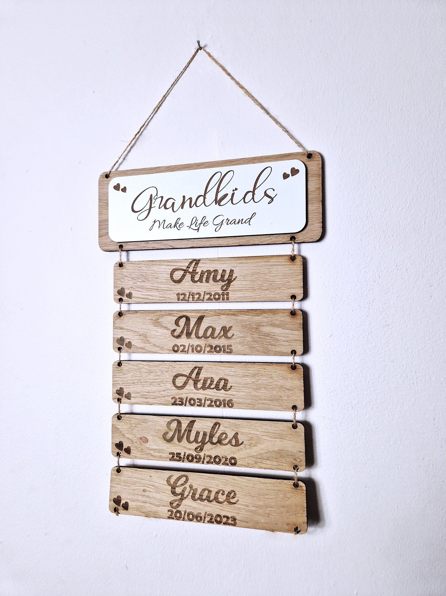 Grandchildren's wooden birthday reminder