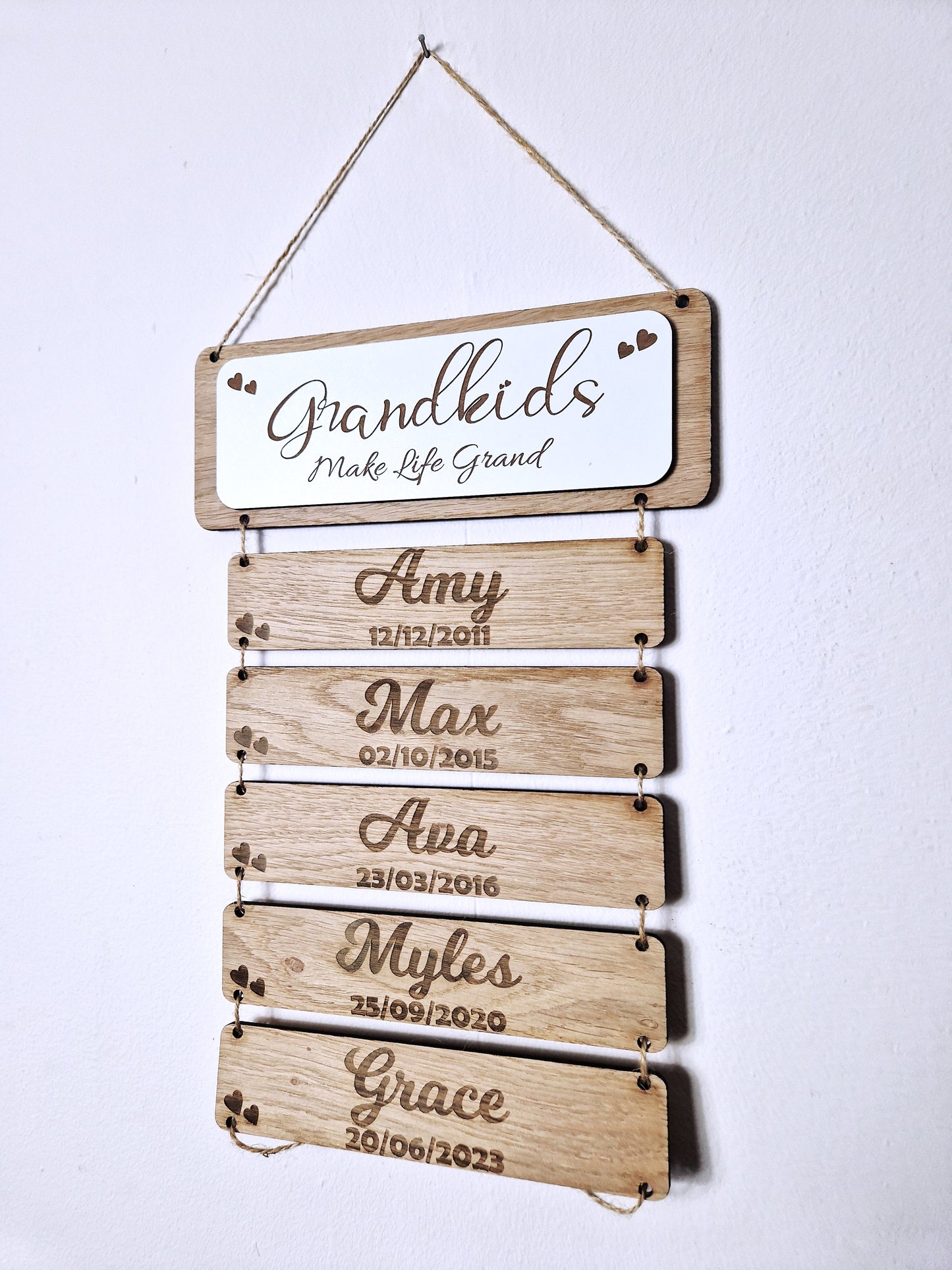 Grandchildren's wooden birthday reminder