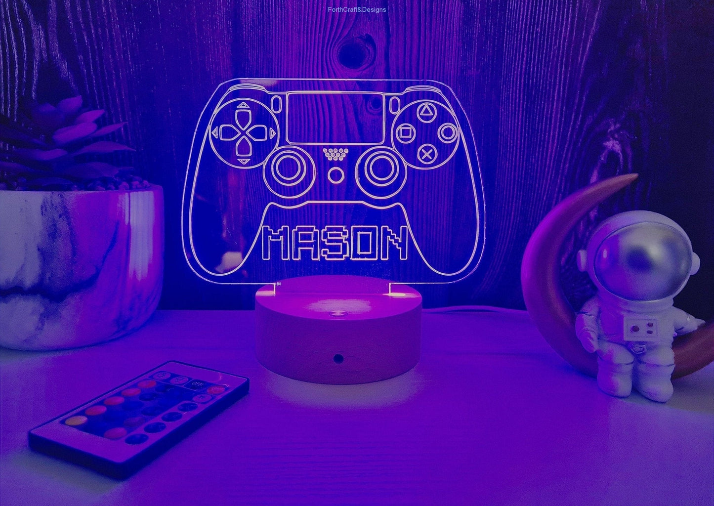 LED Name Night Light, Personalized Video Game Controller Neon Sign-Forth Craft and Designs