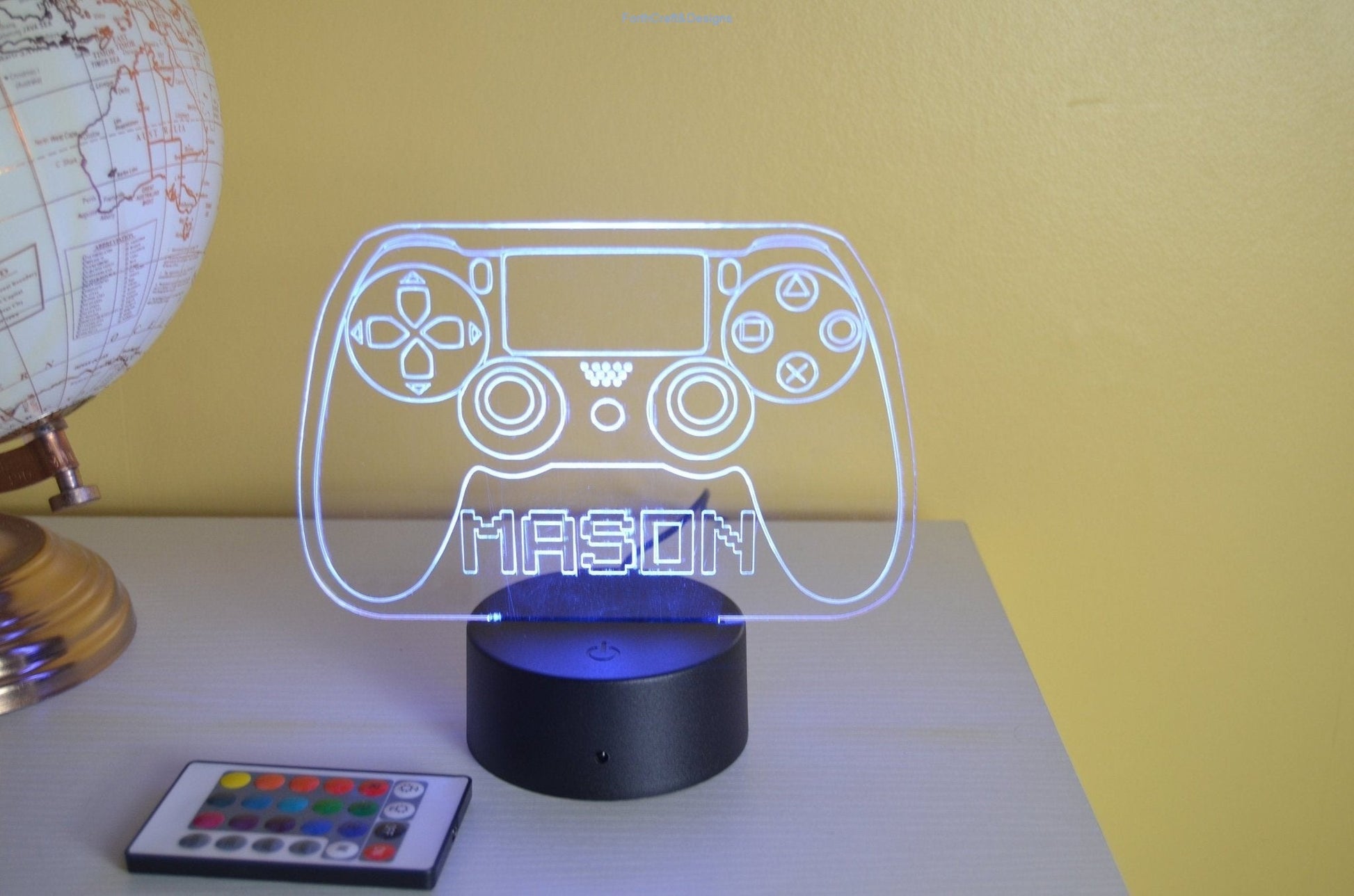 LED Name Night Light, Personalized Video Game Controller Neon Sign-Forth Craft and Designs