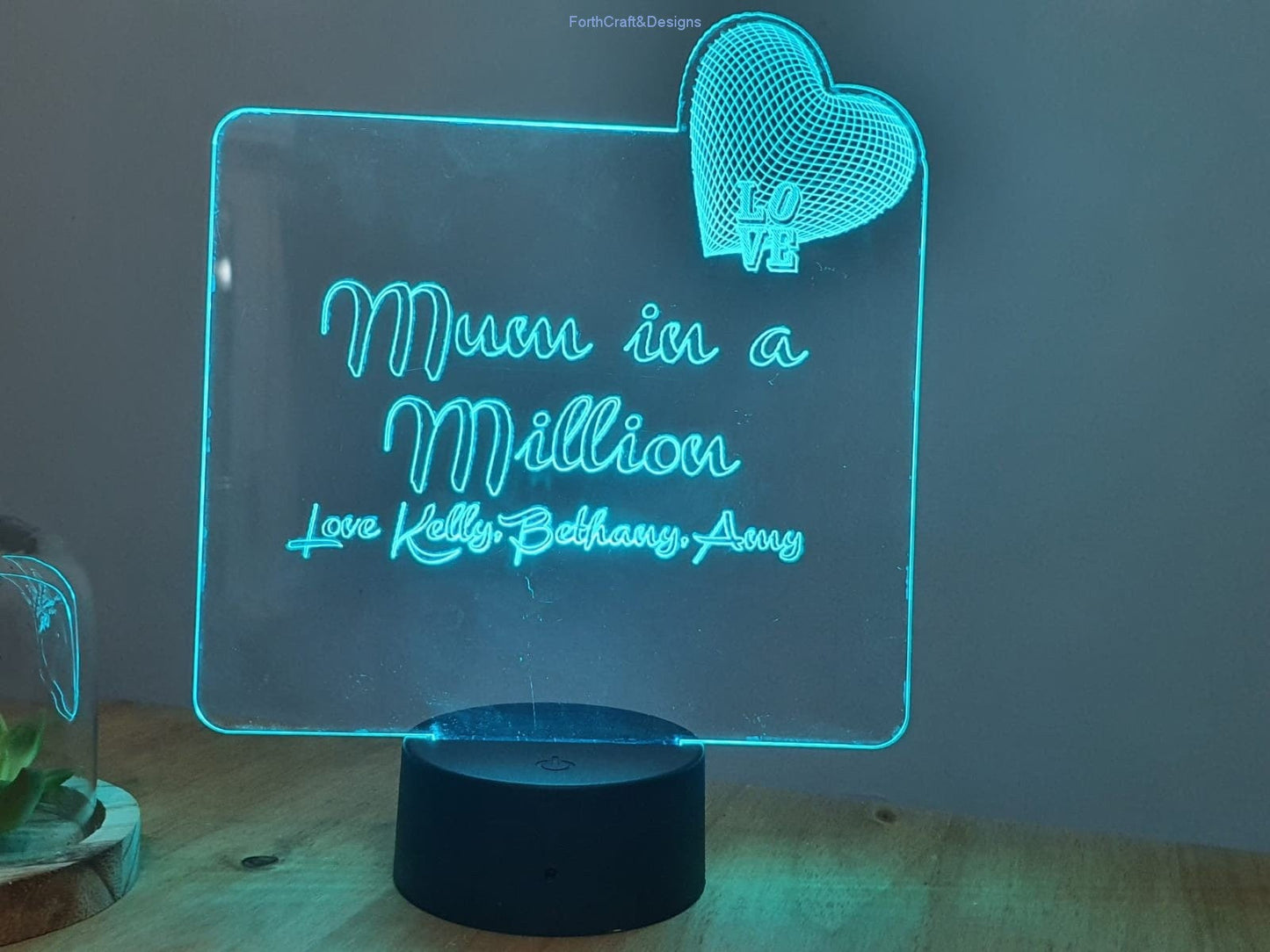 LED night light , personalised sign,  mothers day gift,-Forth Craft and Designs