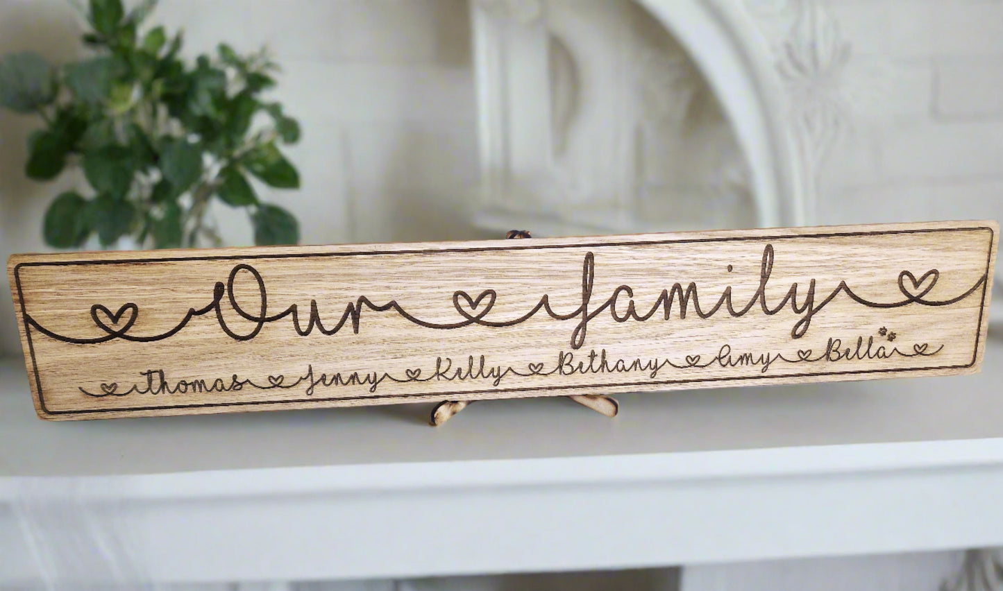 Personalised "our family" sign