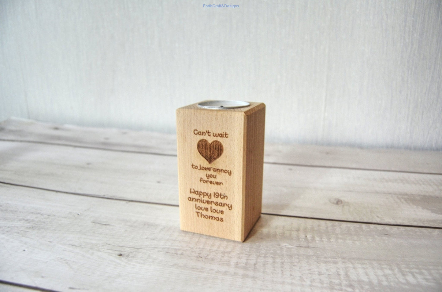 Personalised Anniversary tea light holder-Forth Craft and Designs