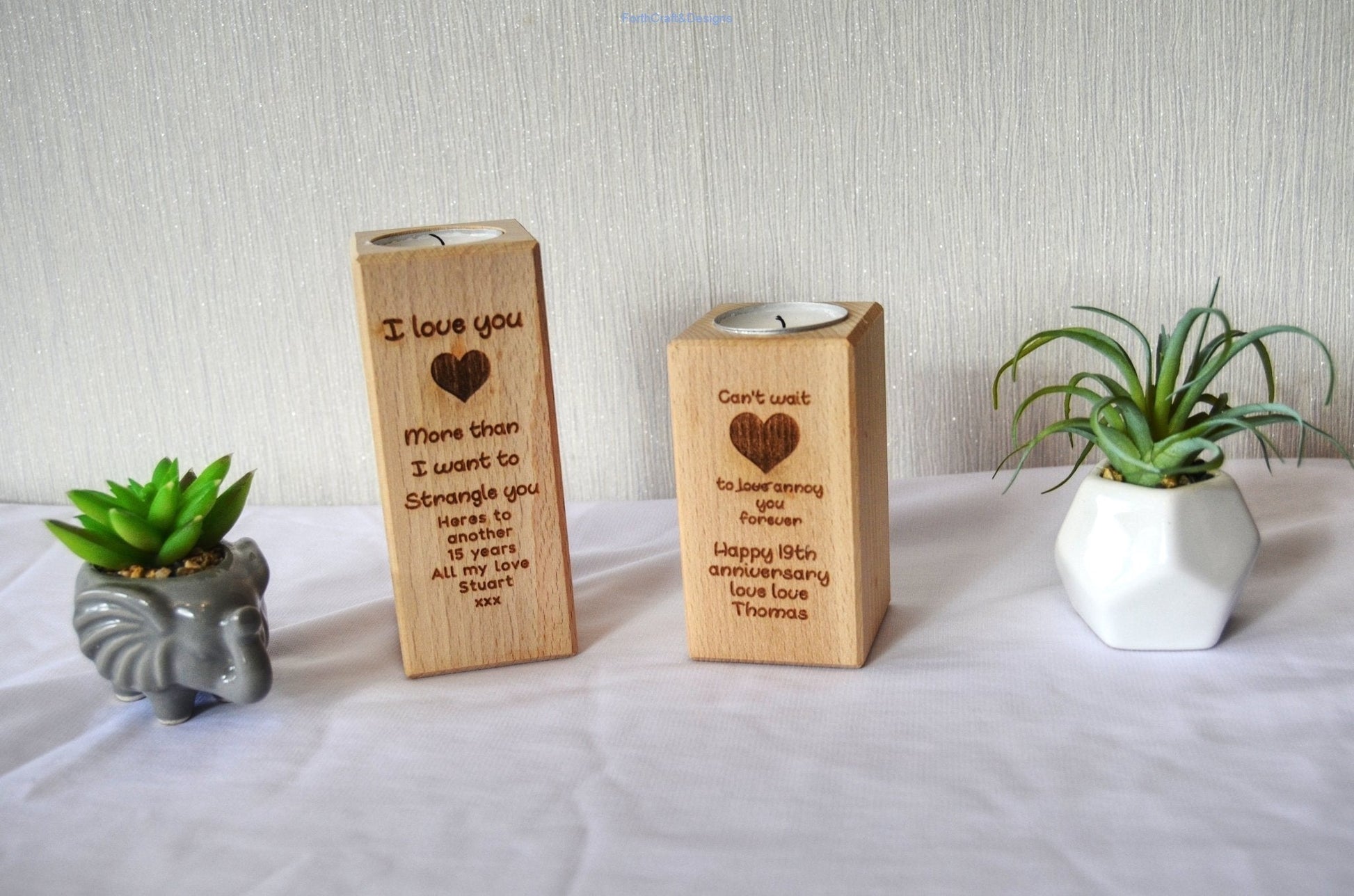 Personalised Anniversary tea light holder-Forth Craft and Designs