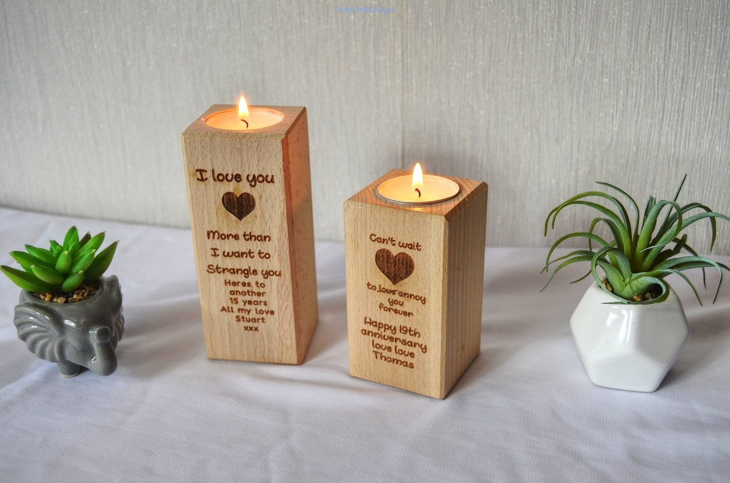 Personalised Anniversary tea light holder-Forth Craft and Designs