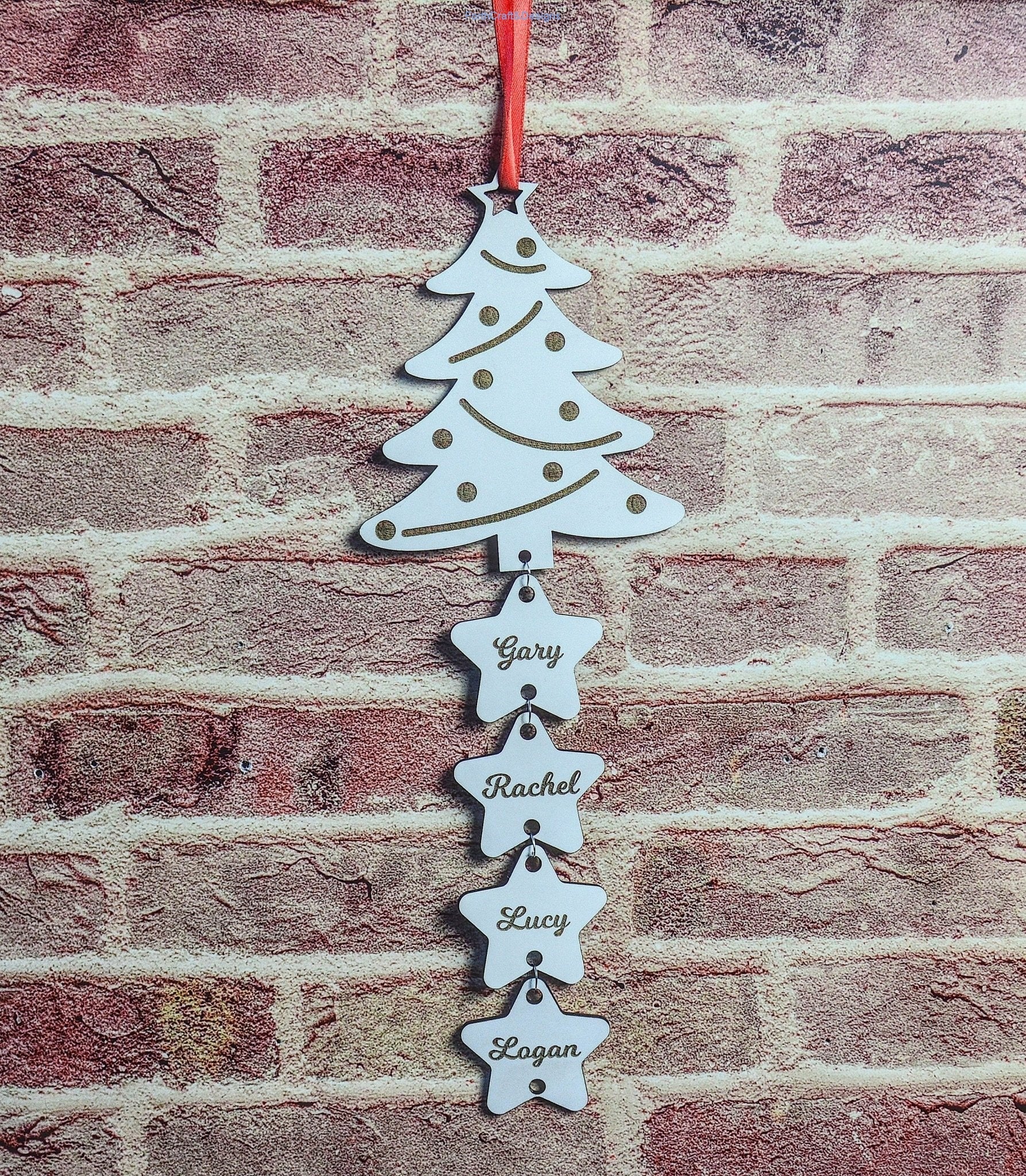 Personalised Christmas tree wall hanging.-Forth Craft and Designs