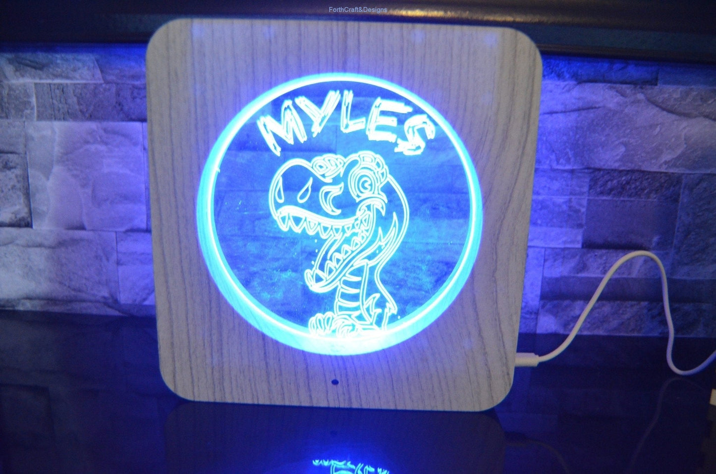 Personalised dinosaur themed led night light-Forth Craft and Designs