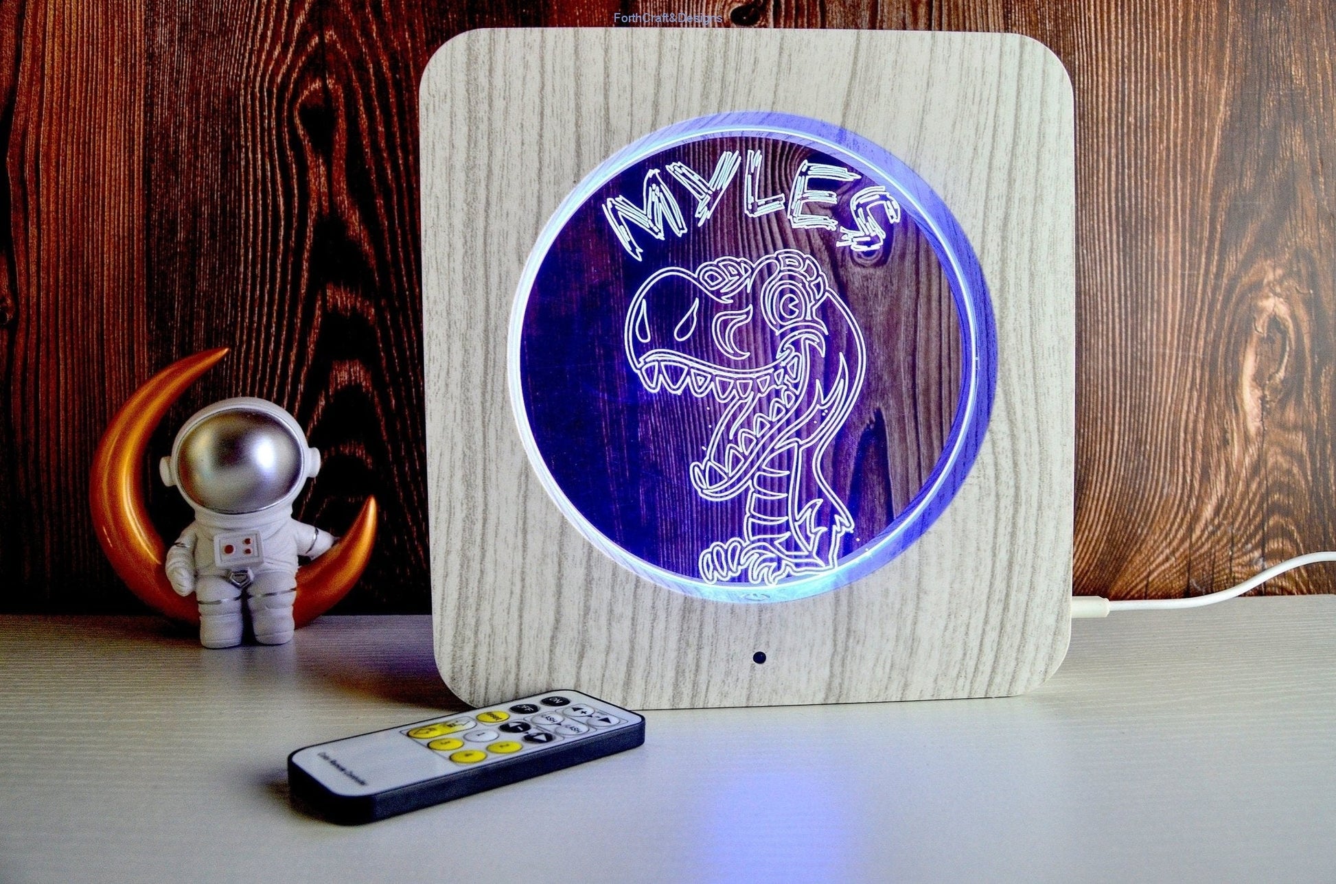 Personalised dinosaur themed led night light-Forth Craft and Designs