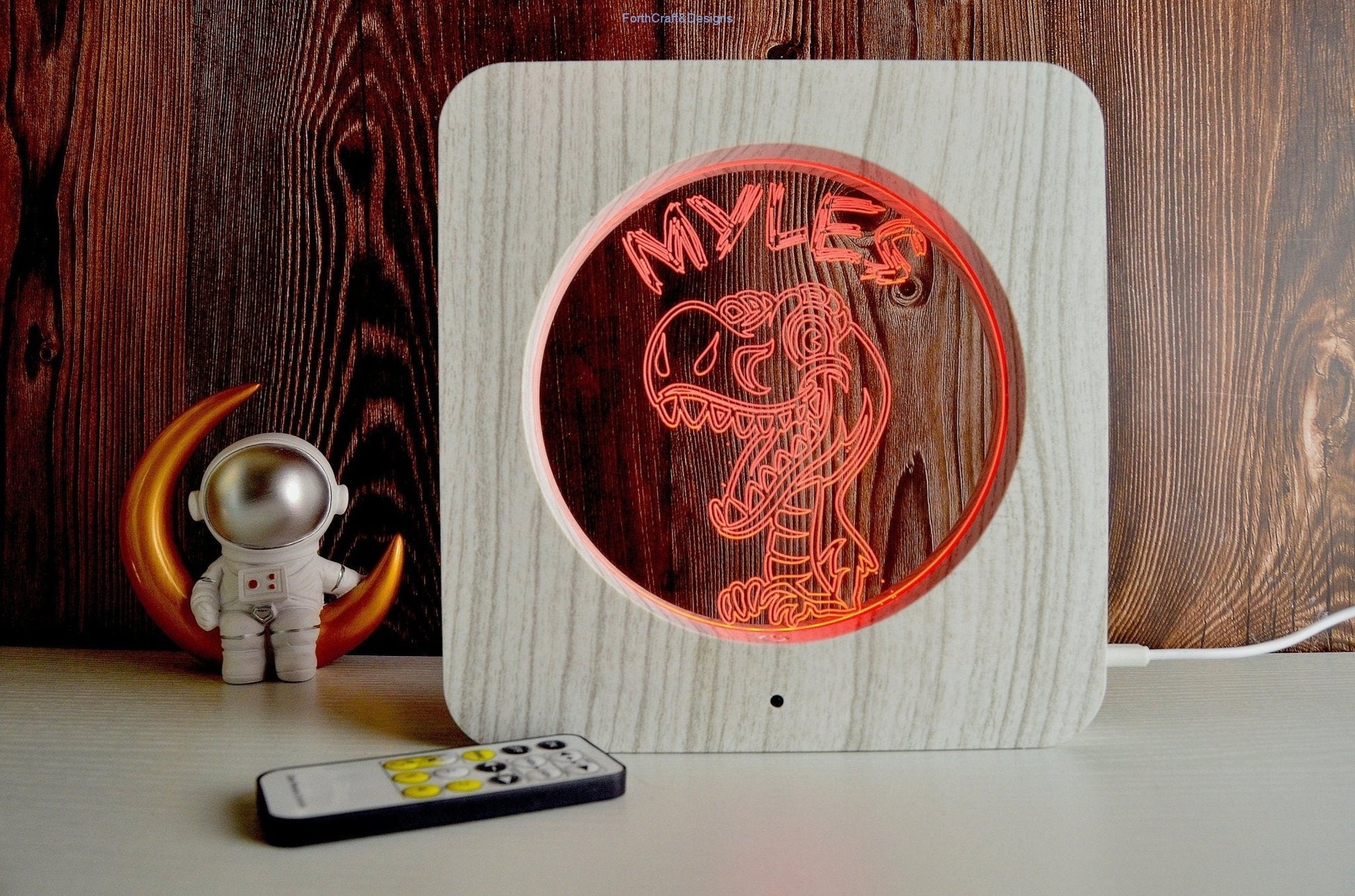 Personalised dinosaur themed led night light-Forth Craft and Designs