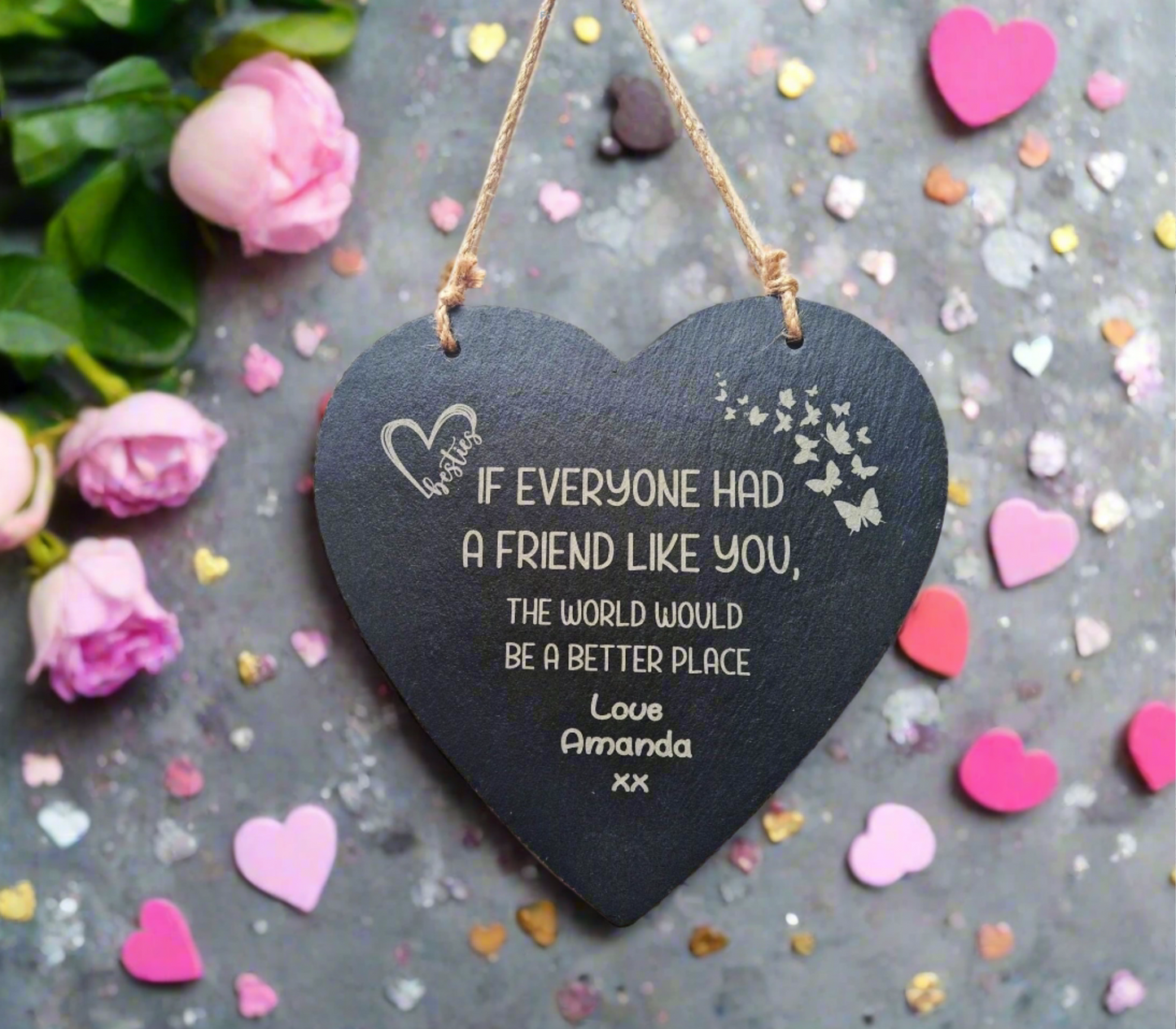 Personalised friend Slate heart gift