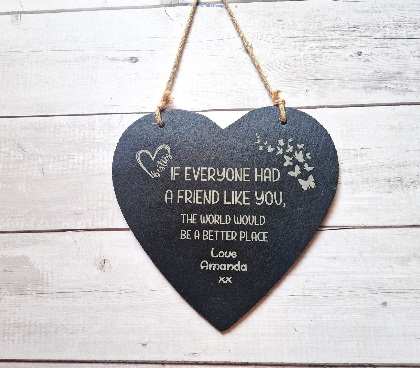 Personalised friend Slate heart gift-Forth Craft and Designs