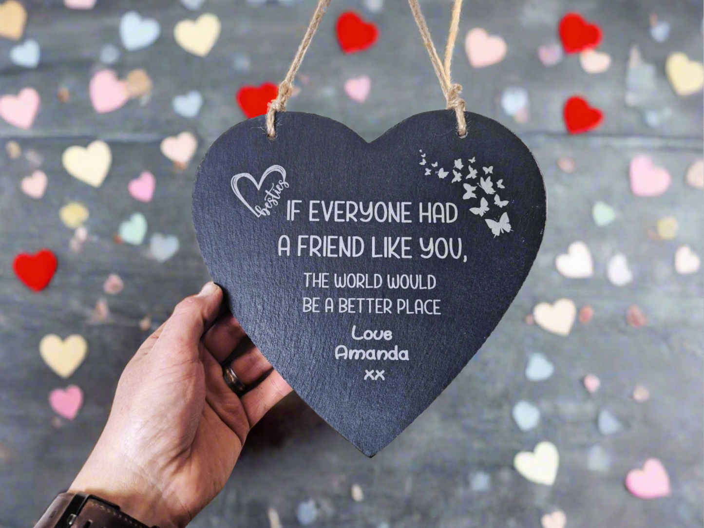 Personalised friend Slate heart gift