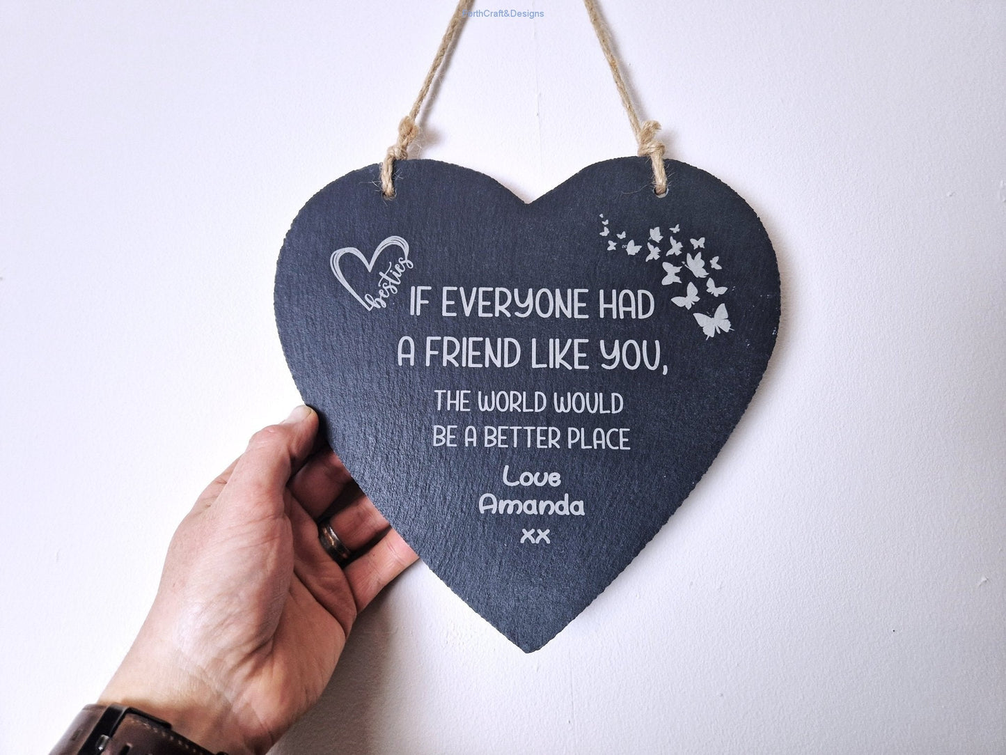 Personalised friend Slate heart gift-Forth Craft and Designs