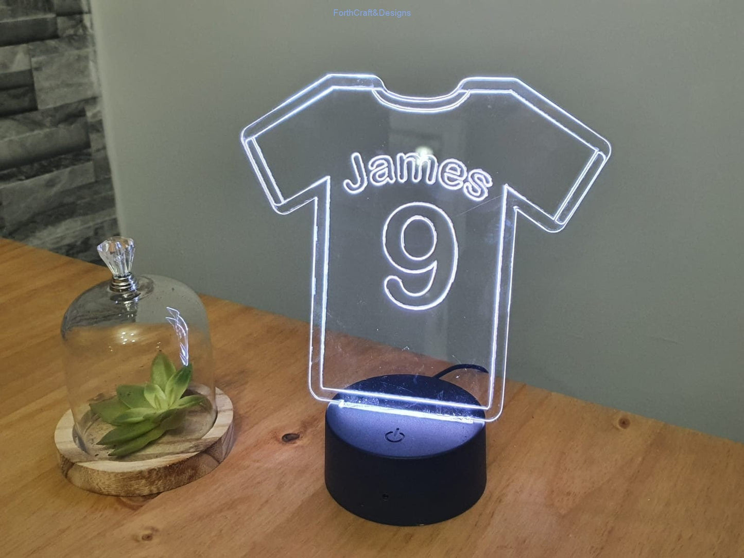 Personalised LED night light in football shirt theme,-Forth Craft and Designs