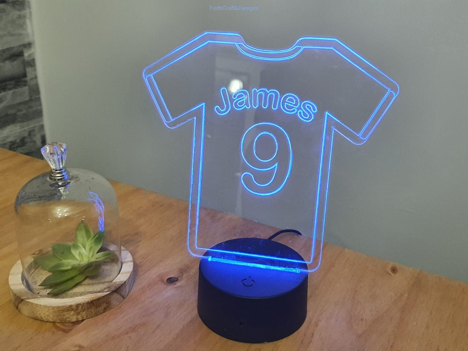 Personalised LED night light in football shirt theme,-Forth Craft and Designs