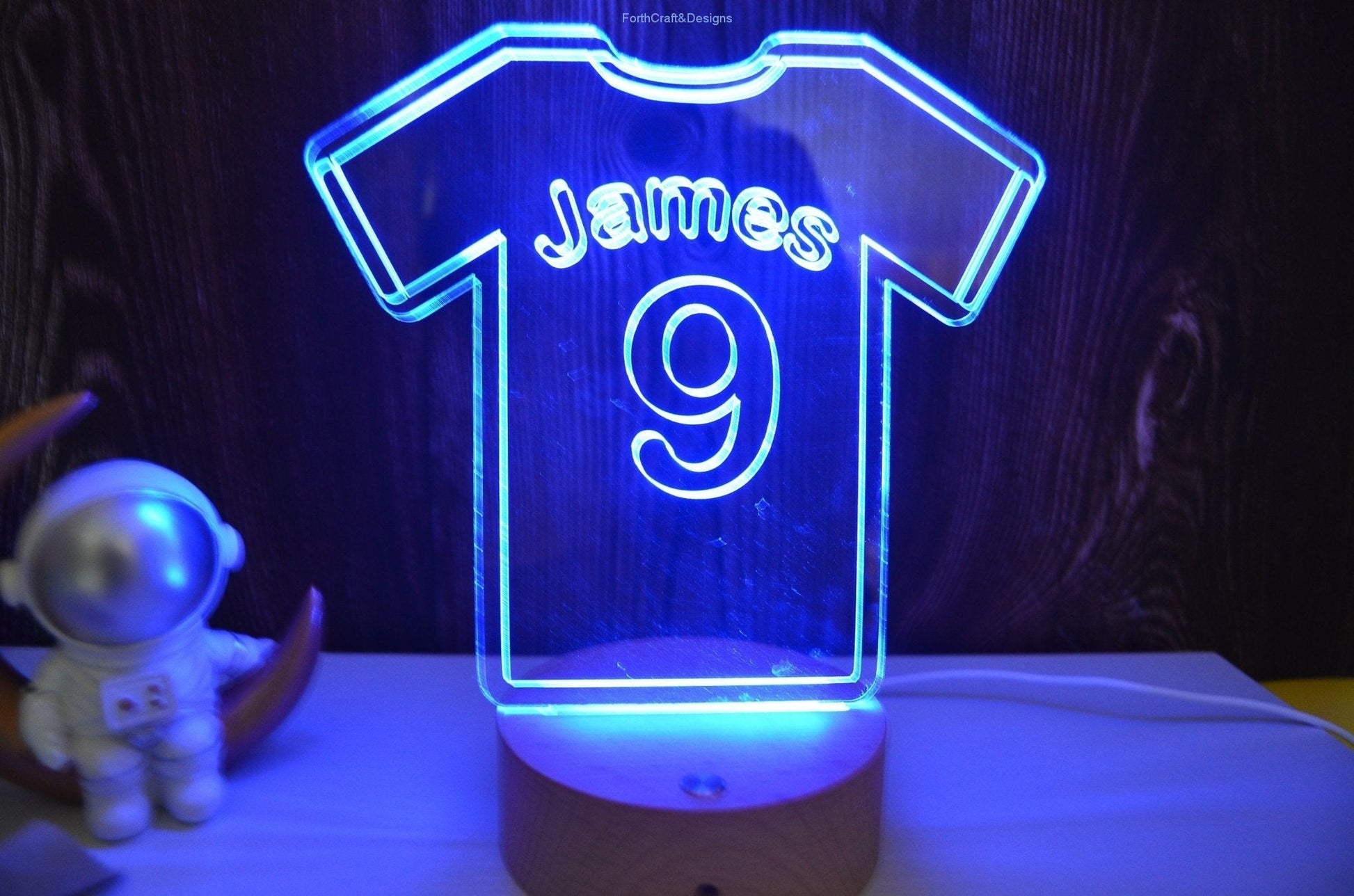 Personalised LED night light in football shirt theme,-Forth Craft and Designs