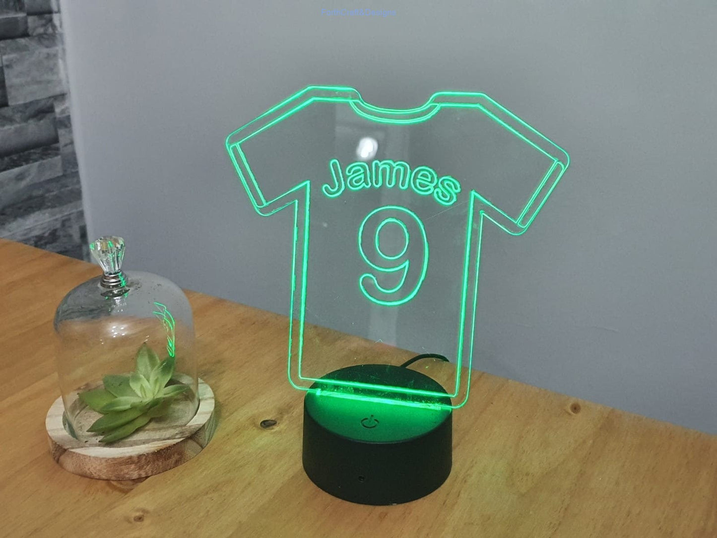 Personalised LED night light in football shirt theme,-Forth Craft and Designs