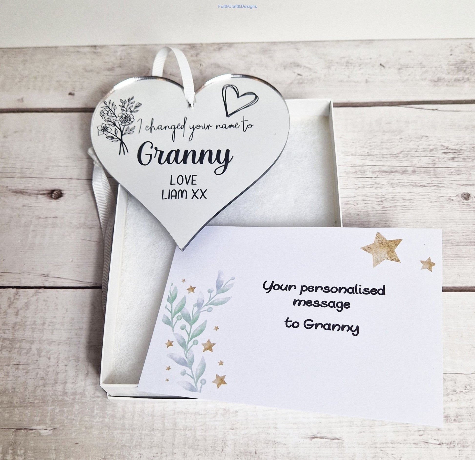 Personalised new Gran heart gift-Forth Craft and Designs